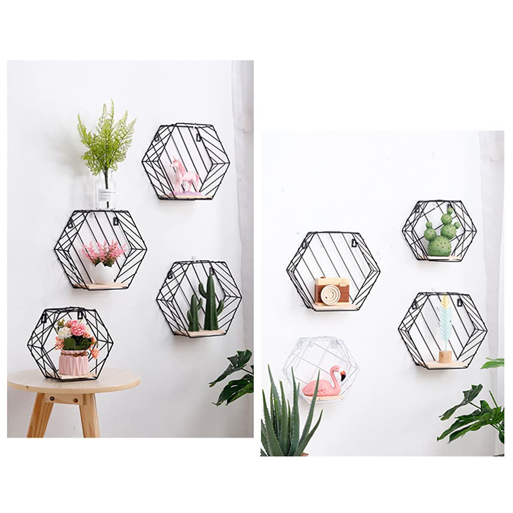 Hexagonal Mesh Wall Shelf - Cabilock Wall Mounted Display Holder & Storage Rack for Home Organization | Perfect for Bathroom, Bedroom, Kitchen & Office Decor