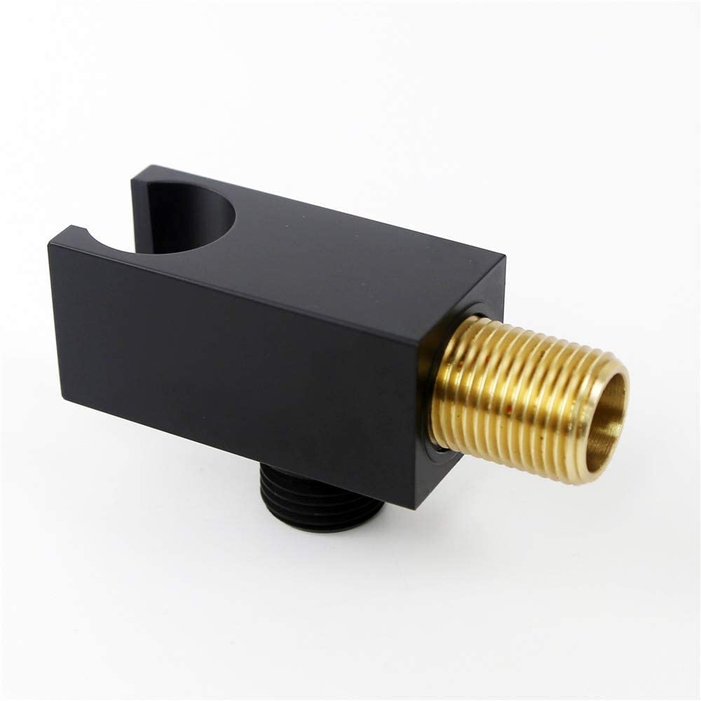 Wall Mount Shower Wand Holder with Hose Connector - Matte Black Handheld Shower Head Bracket for Bathroom & Shower System | Perfect for Spa-Like Experience & Easy Shower Cleaning