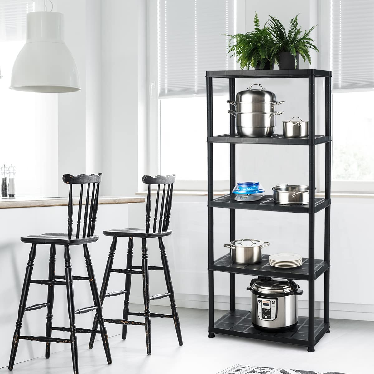 5-Tier Heavy Duty Plastic Storage Shelves - 36