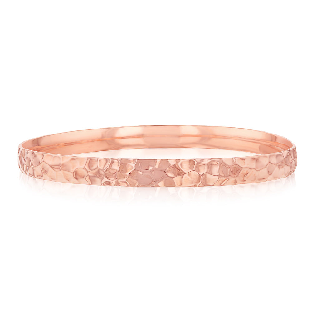 9ct Rose Gold Silver Filled Diamond Cut Bangle Bracelet for Women - Elegant Jewelry Gift for Wedding, Anniversary & Special Occasions