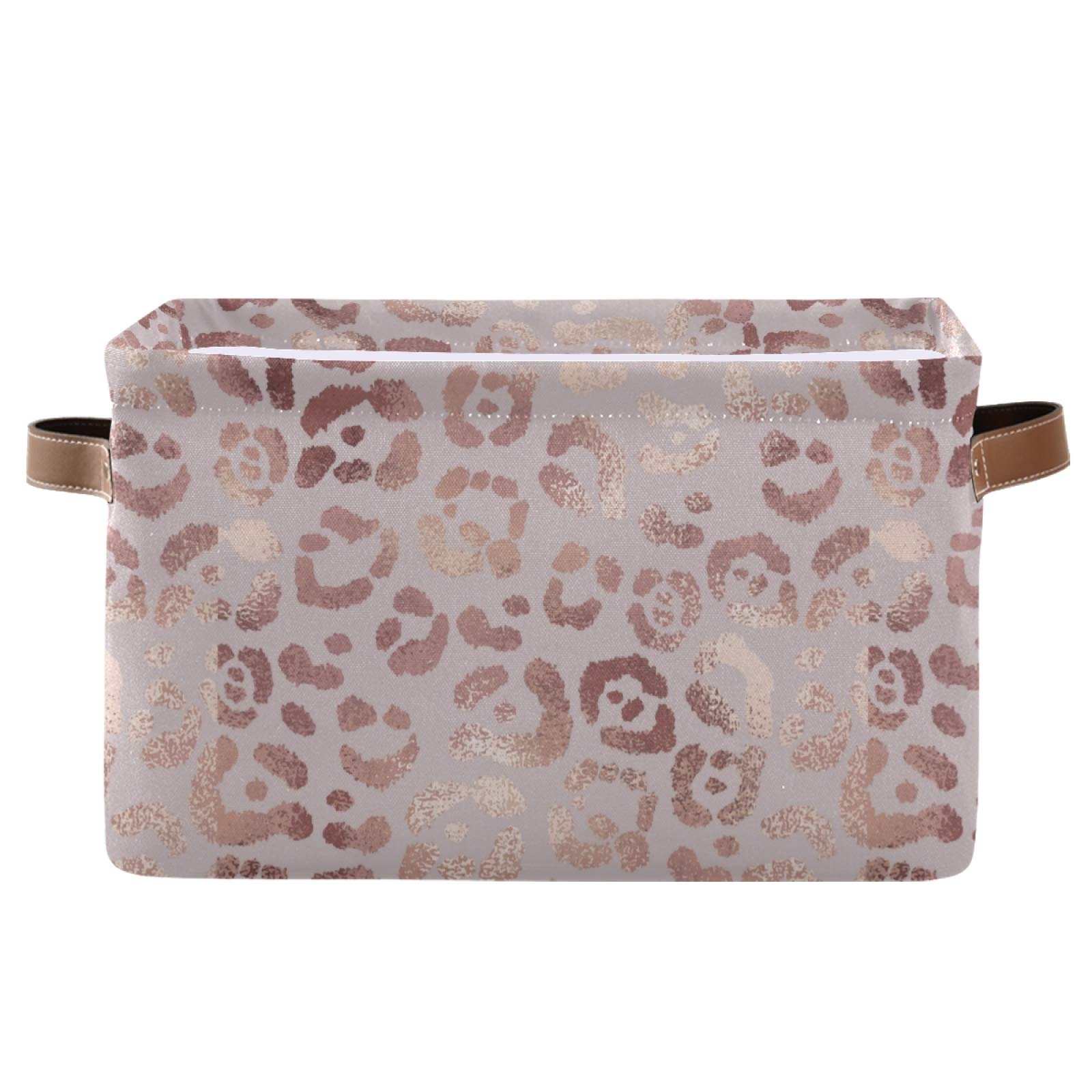 Collapsible Giraffe & Leopard Print Fabric Storage Bins with Handles - Large Rectangular Cloth Organizer Cube for Toys, Closet, Nursery, Bedroom & Home Office | Perfect for Kids' Room Organization & Home Decor