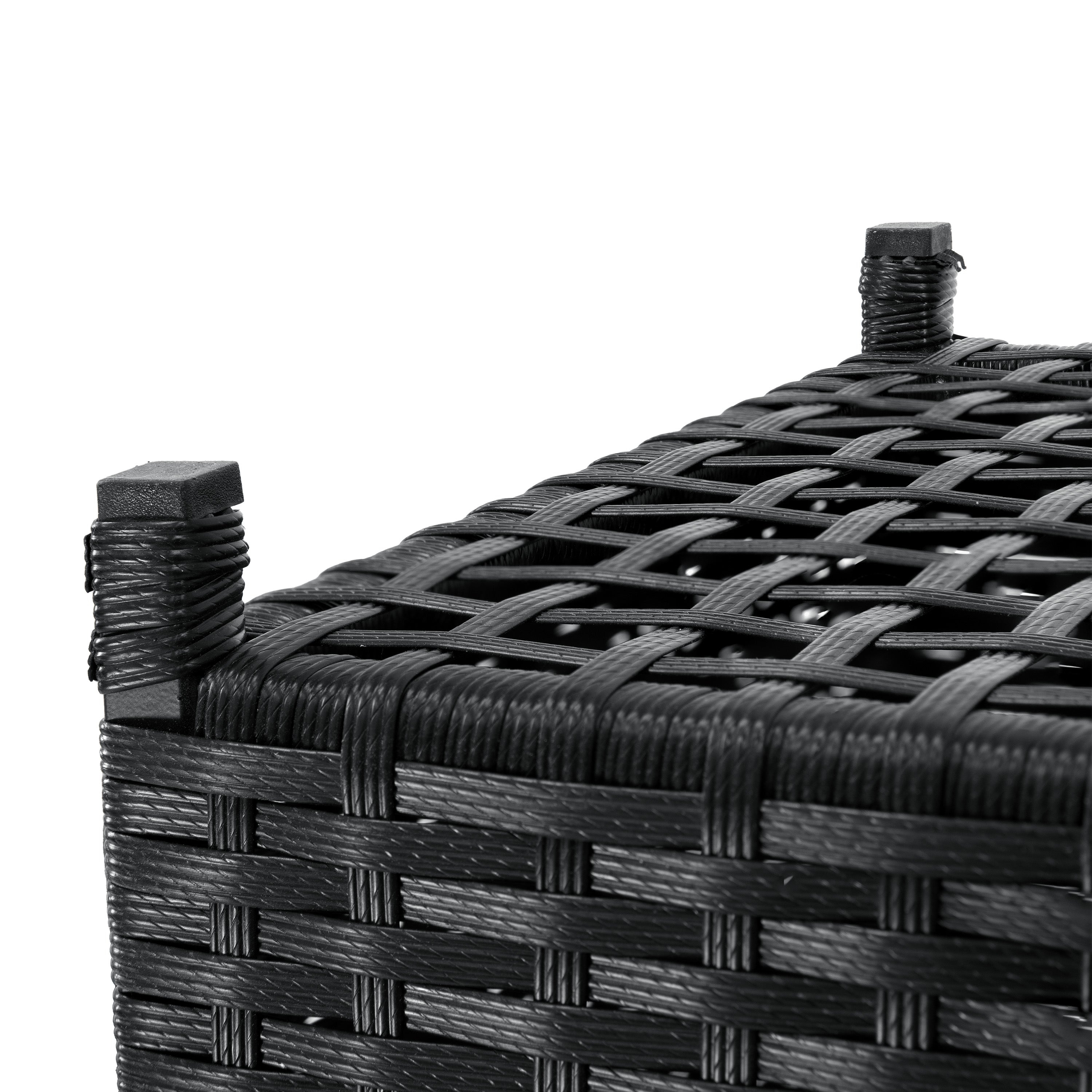 Sunnydaze Outdoor Wicker Trash Cans with Lids - Set of 2 (26 Gallon & 15 Gallon) - Weather-Resistant Patio, Garden & Backyard Waste Bins for Home & Commercial Use