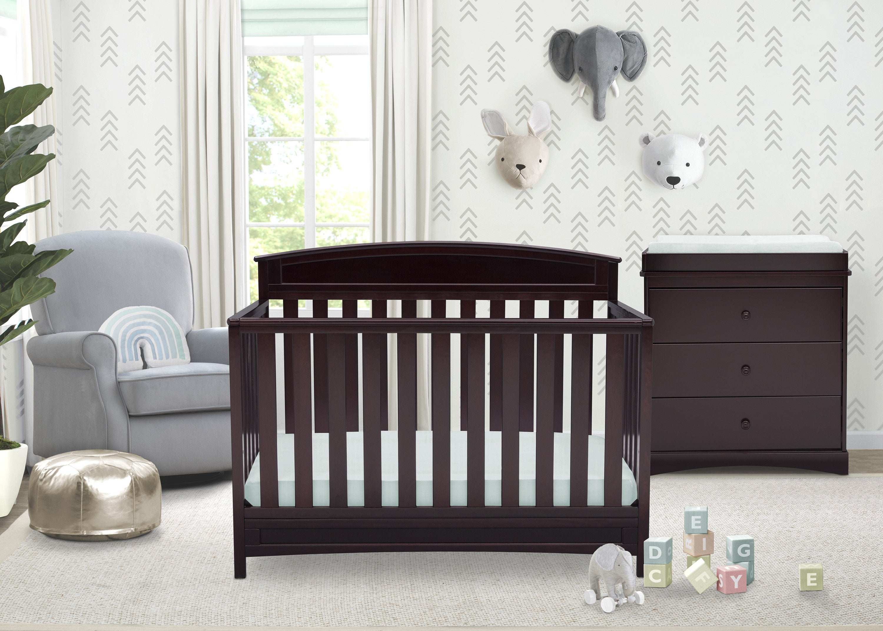 Sutton 4-in-1 Convertible Baby Crib - White Nursery Furniture for Newborn to Toddler | Safe & Stylish Wooden Crib for Nursery, Bedroom, and Daycare