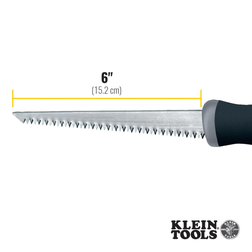 Klein Tools 725 Jab Saw with Triple Ground Teeth - Premium Carbon Steel Blade for Cutting Drywall, Wallboard, Plywood & Plastic - Ideal for Construction, Renovation & DIY Projects