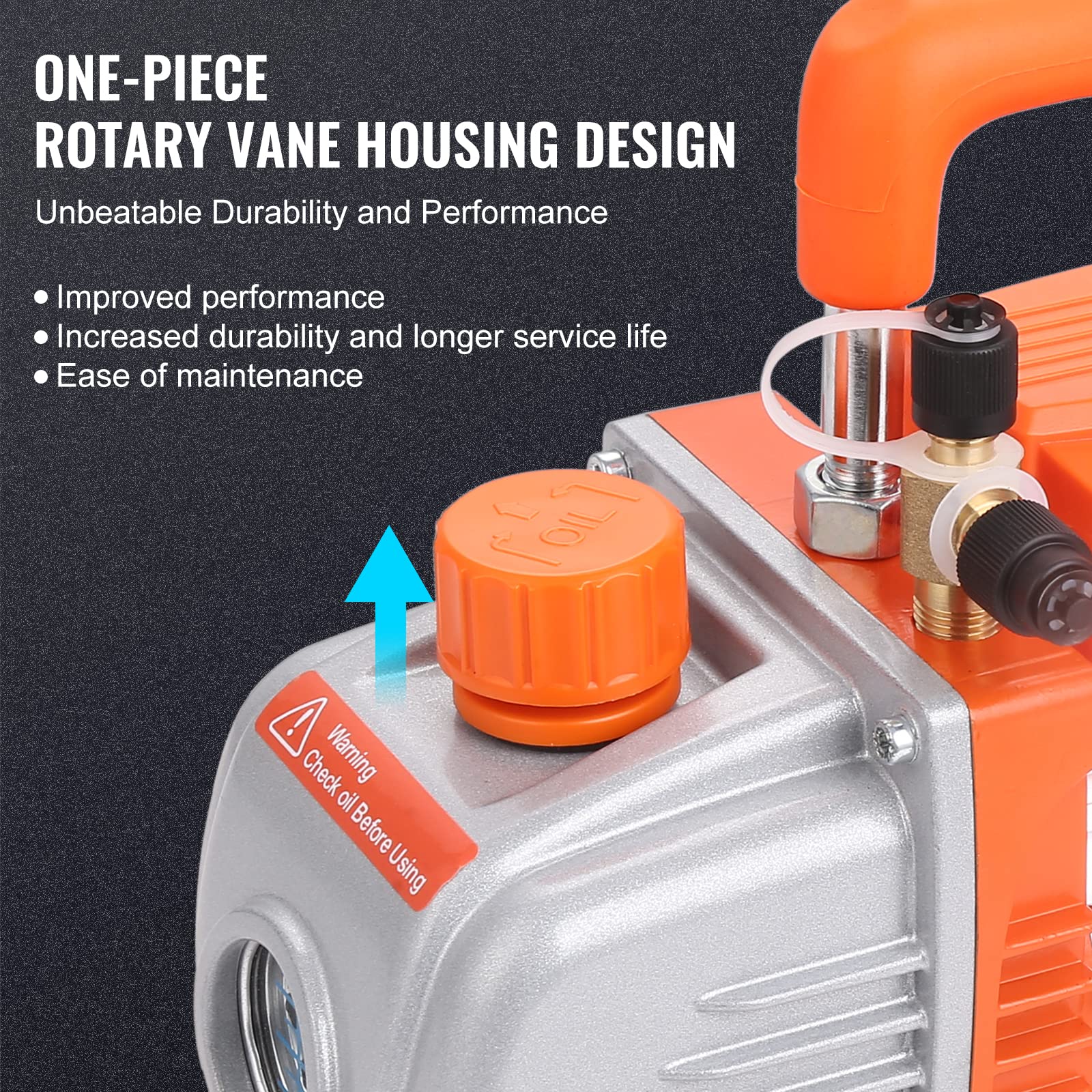VEVOR 1/5 HP Single Stage Vacuum Pump, 3.5 CFM, 120V AC Air Conditioning Vacuum Pump with 1/4