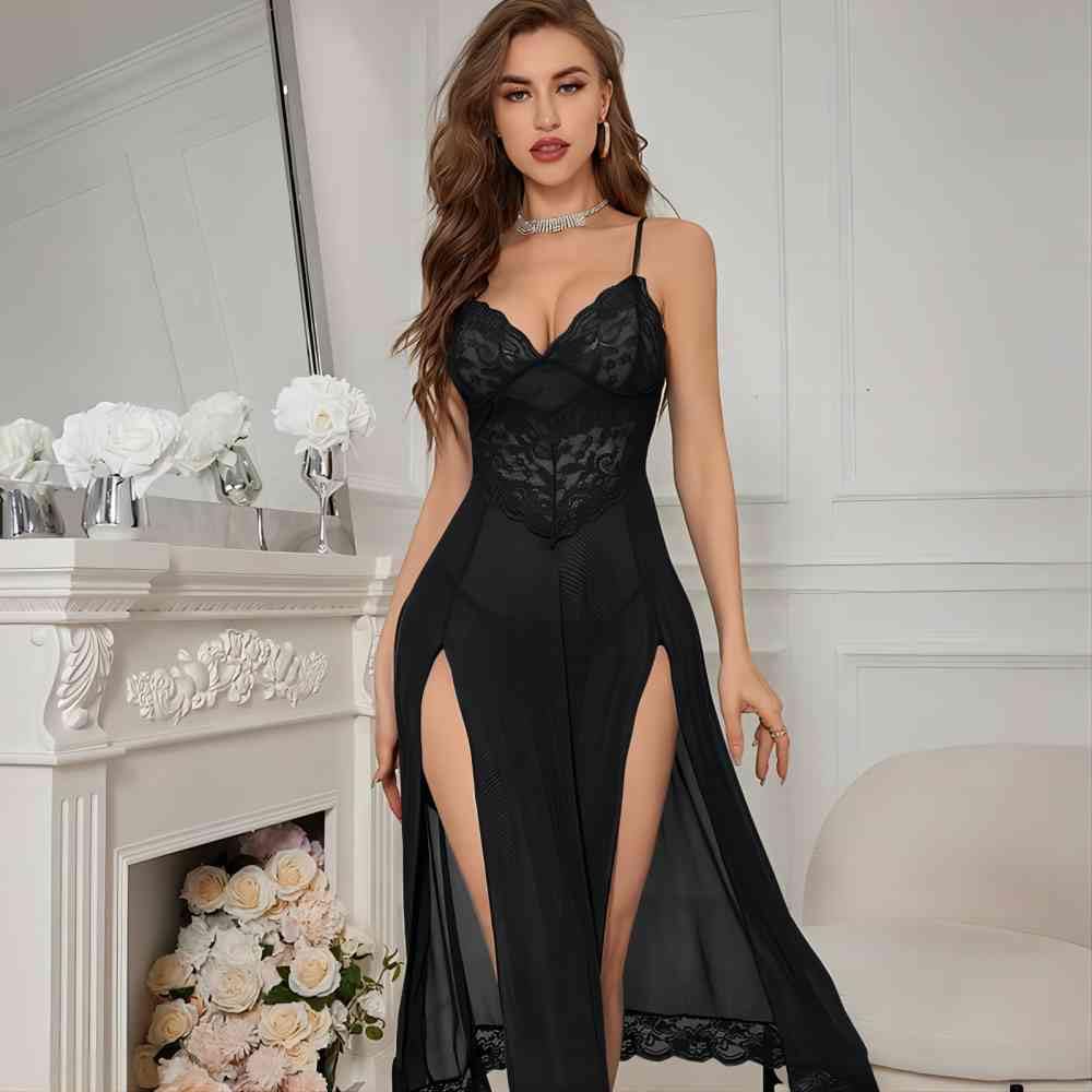 YaShaer Women's Sexy Lace Babydoll Nightgown - Deep V Neck One Piece Sleepwear Dress for Women Sizes S-3XL | Perfect for Valentine's Day, Honeymoon & Romantic Nights
