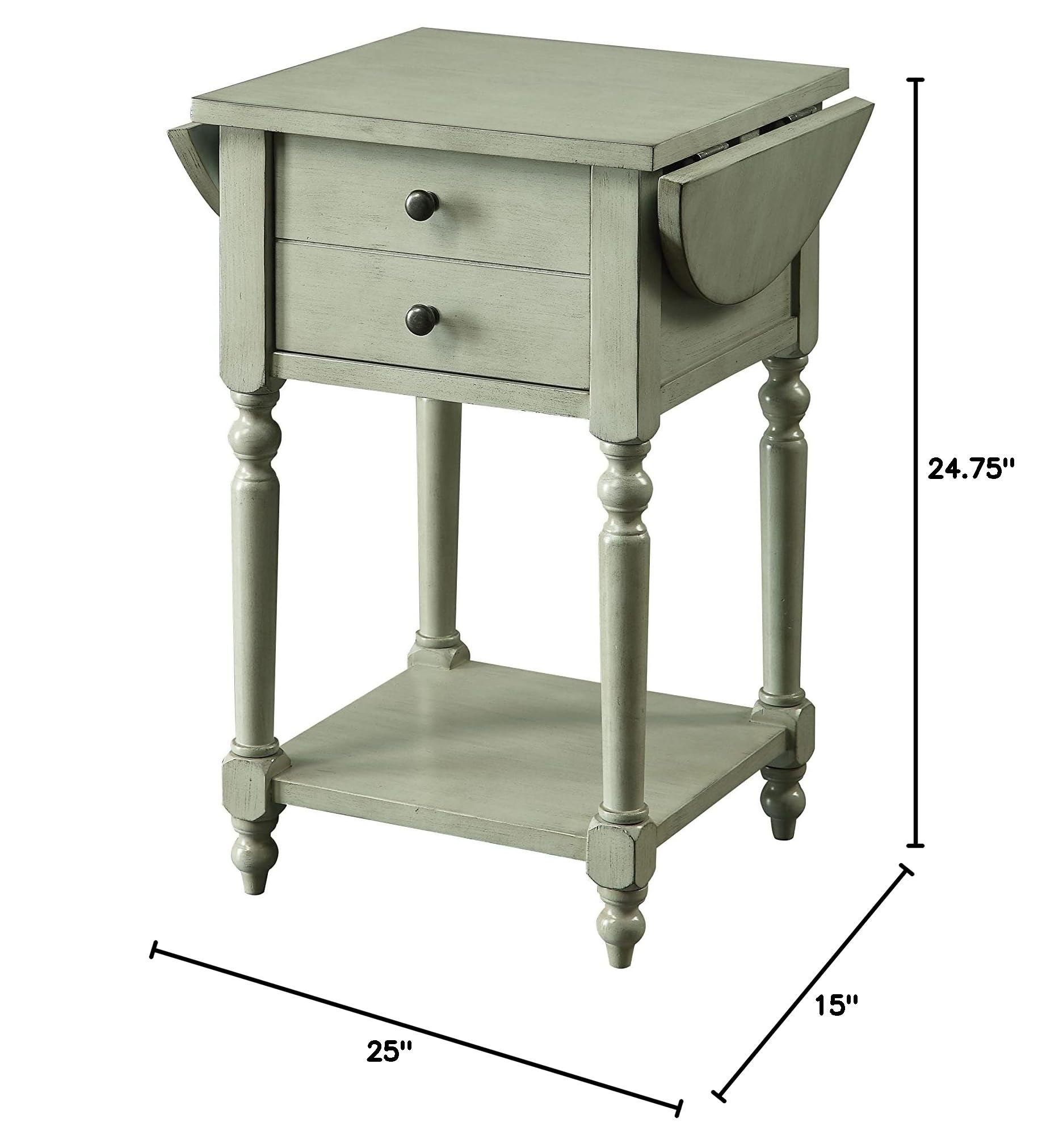 HOMES: Inside + Out Liliana Side Table in Antique Gray - Perfect for Living Room, Bedroom, or Office Decor