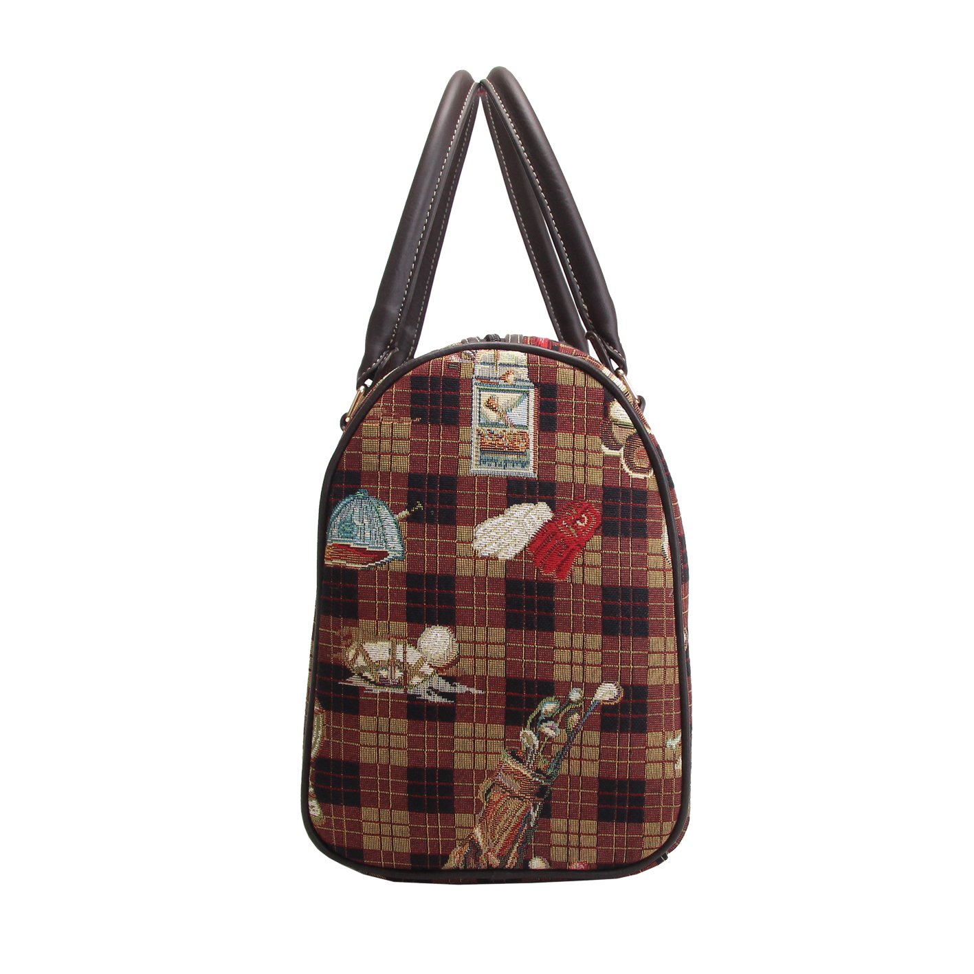 Signare Women's Brown Fashion Canvas Tapestry Travel Weekend Overnight Bag - Golf Design (TRAV-Golf) | Perfect for Gym, Beach Trips & Weekend Getaways
