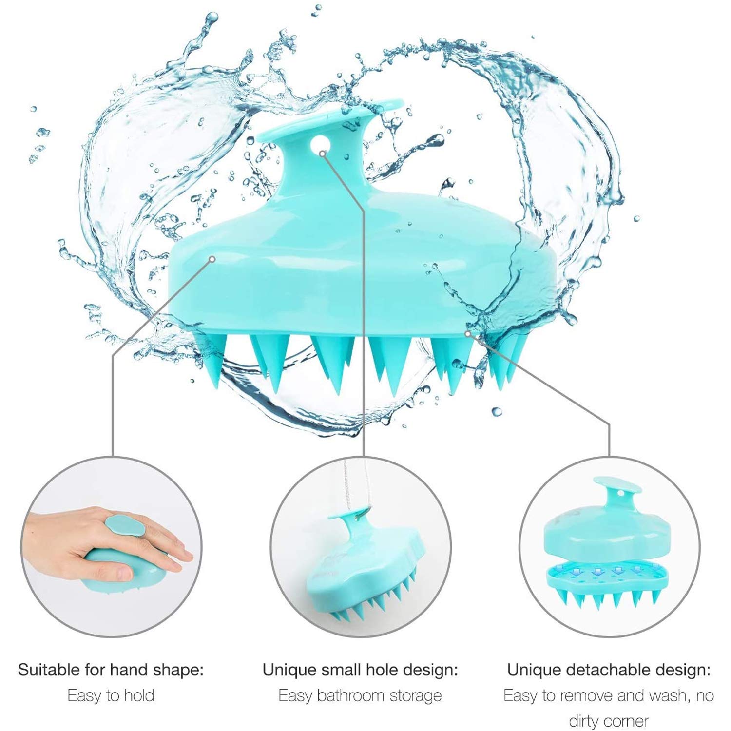 4 Pcs Silicone Scalp Massager Shampoo Brush - Gentle Hair Care for Wet & Dry Hair - Manual Head Scrubber for Dandruff & Scalp Care - Perfect for Women, Men, Kids & Pets (Blue, Pink, Rose Red, Black) - Great for Relaxation, Hair Washing & Pet Grooming
