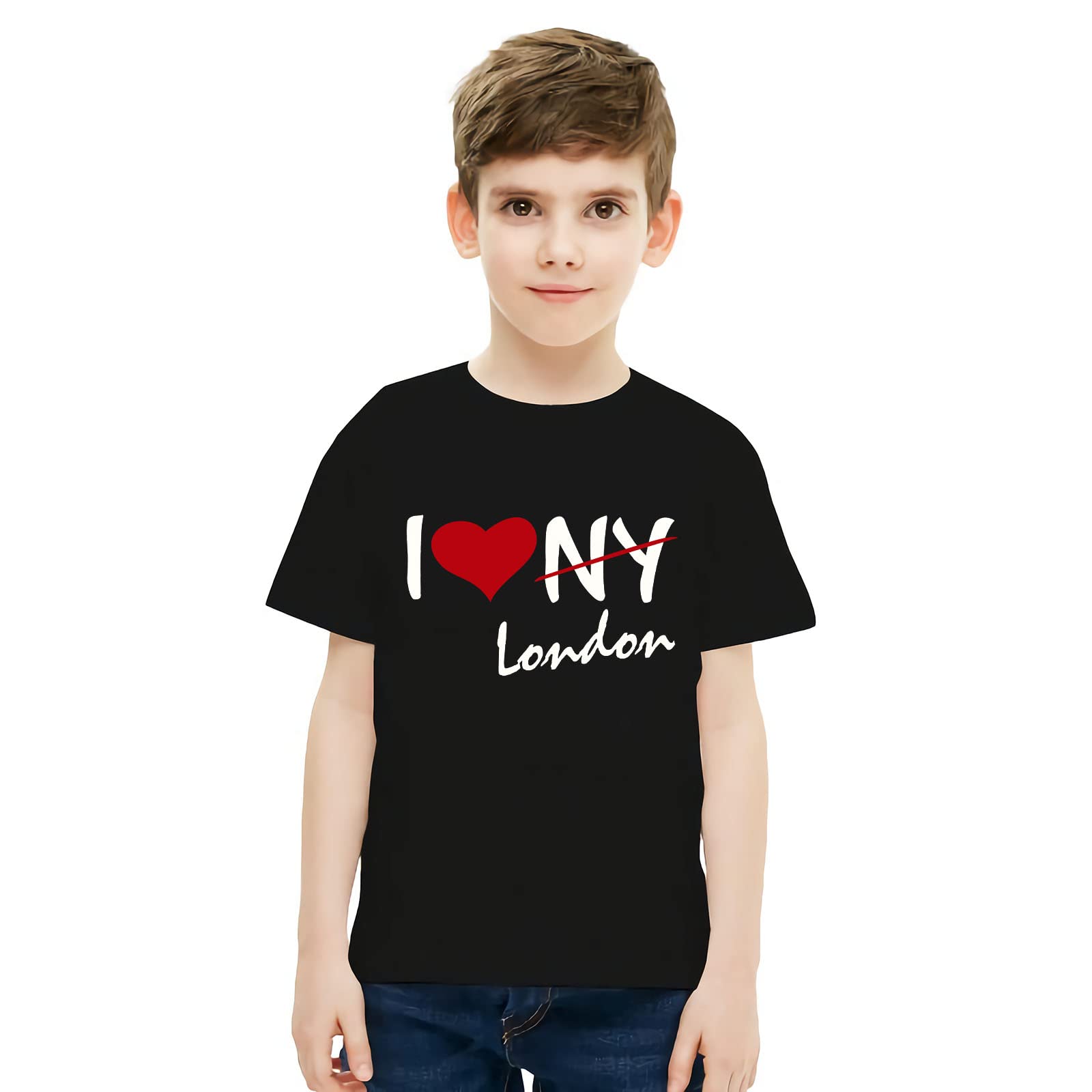 I Love London Boys T-Shirt - Fun Letter Print Short Sleeve Tee for Kids (Sizes 5T-10T) | Casual Wear, School Outfits & Travel Apparel