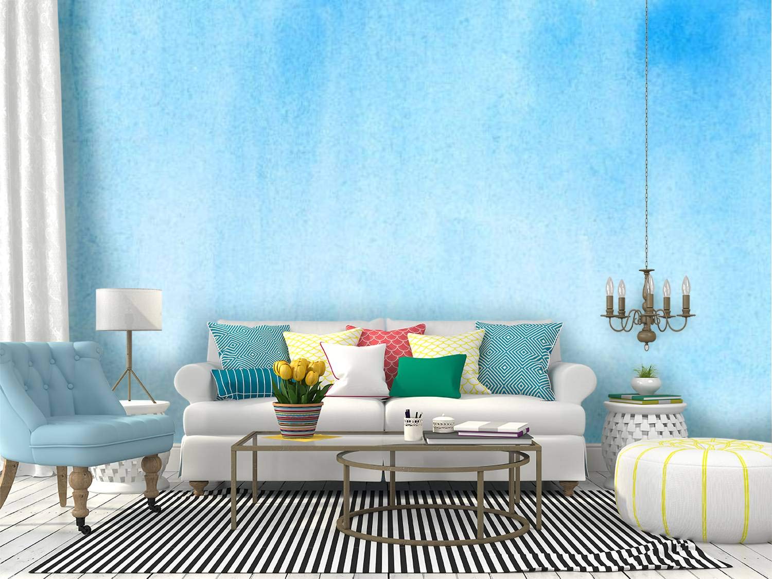 RECETHROWS Abstract Blue Grunge Peel and Stick Wallpaper - Self-Adhesive Removable Vinyl Wall Mural for Home Decor | Perfect for Living Rooms, Bedrooms & Accent Walls