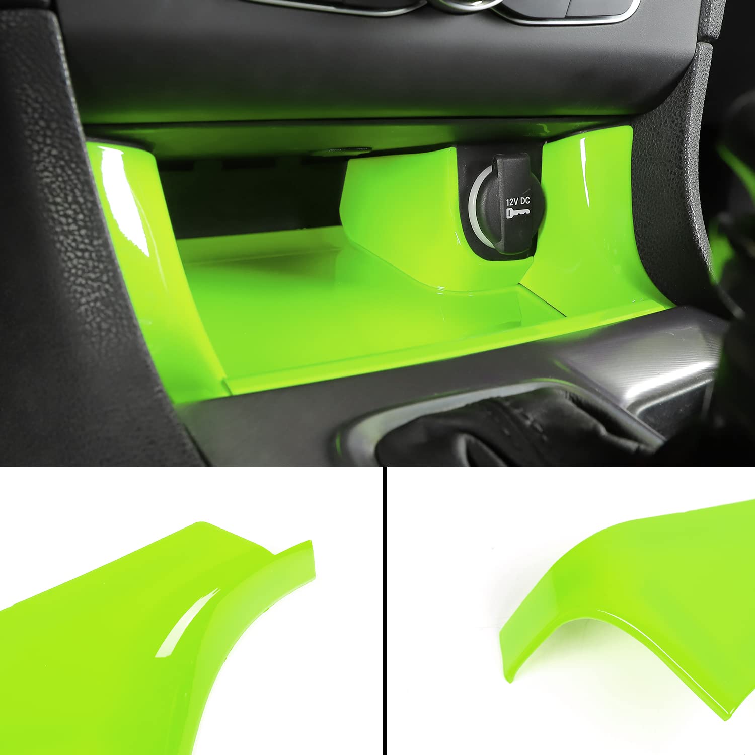 2011-2019 Dodge Charger Center Console Gear Shift Storage Trim Panel - ABS Green 4-Piece Set - Organize Small Items & Enhance Interior Style - Perfect for Car Accessories, Road Trips & Daily Commute
