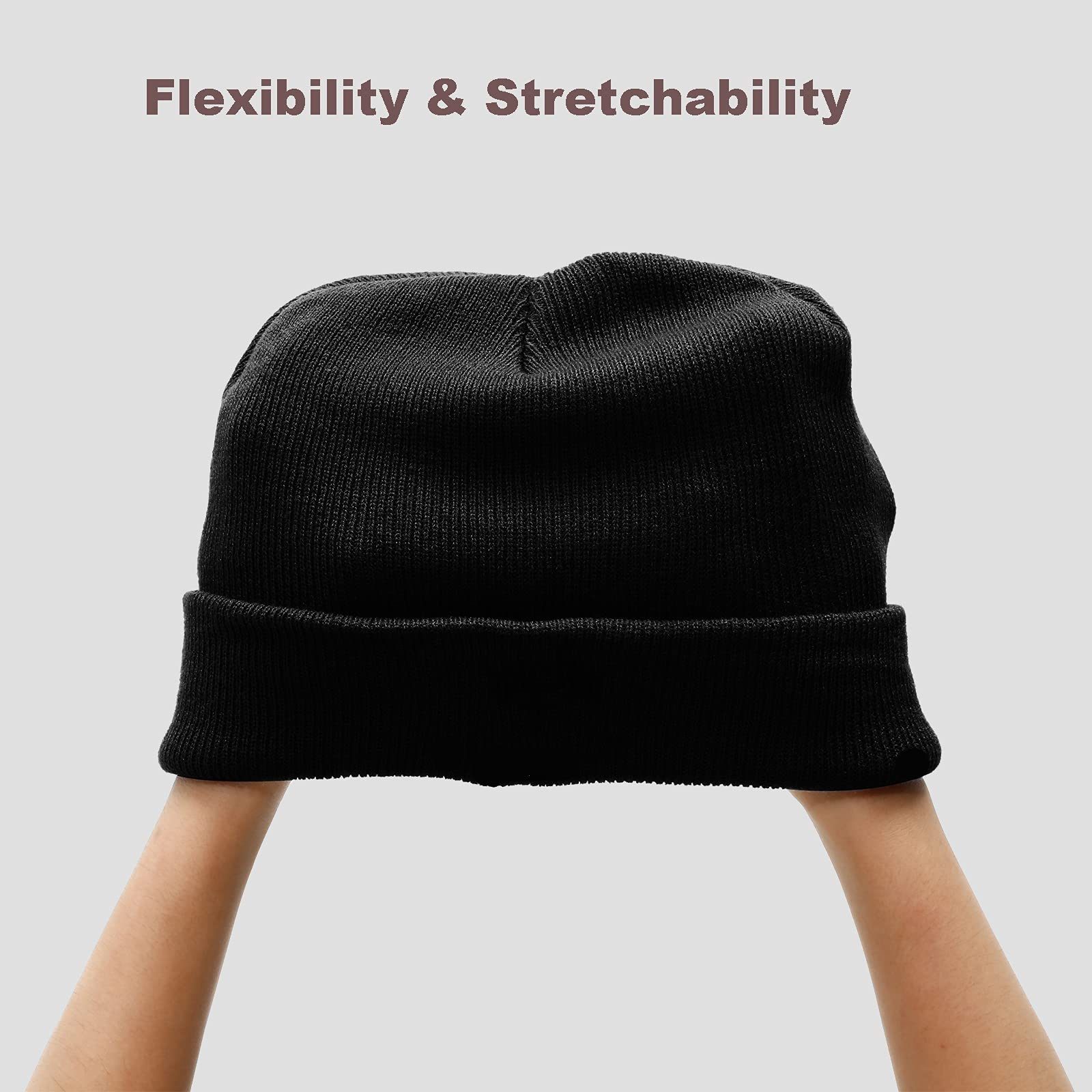 AJG Beanie Hats for Men & Women - Unisex Smile Face Embroidered Acrylic Soft Warm Winter Cuffed Knit Hat - Perfect for Skiing, Snowboarding & Outdoor Activities