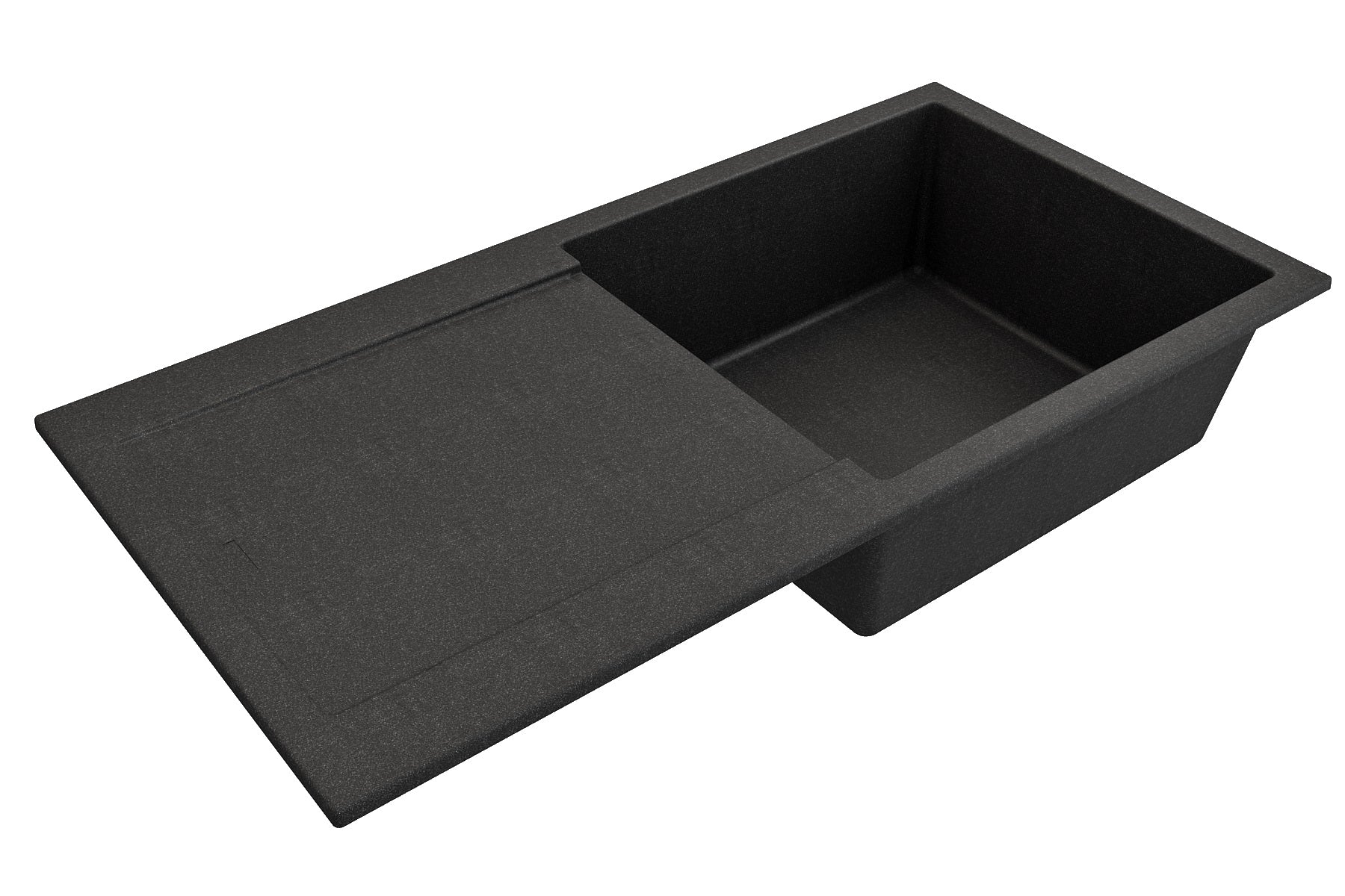 Bocchi 20-Inch Dual Mount Composite Kitchen Sink with Drain Board - Metallic Black | Drop-in or Undermount Installation | Perfect for Modern Kitchens & Small Spaces