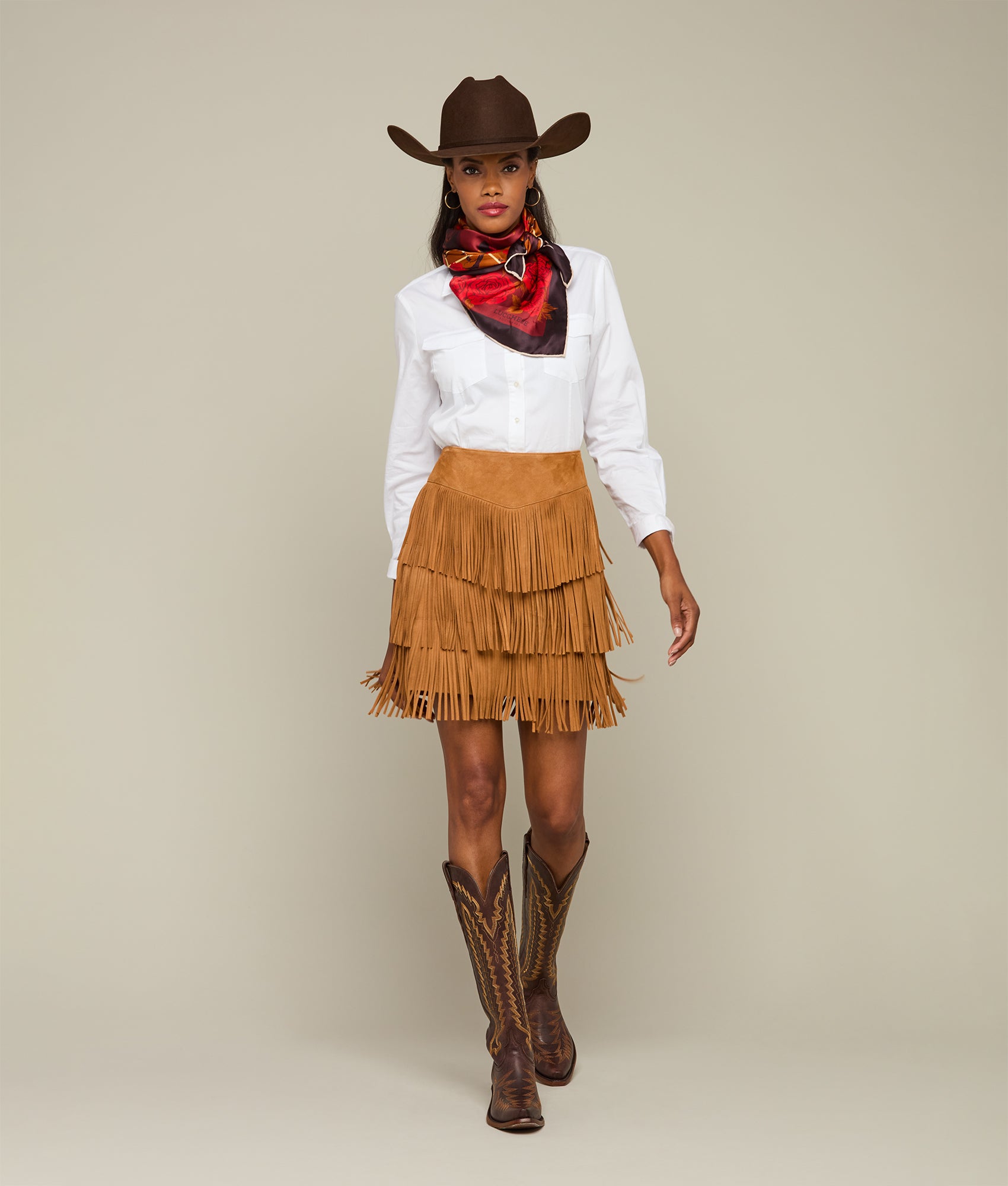 Annabelle Fringe Skirt in Cinnamon - Boho Chic Mini Skirt for Women | Perfect for Music Festivals, Beach Vacations & Summer Outfits