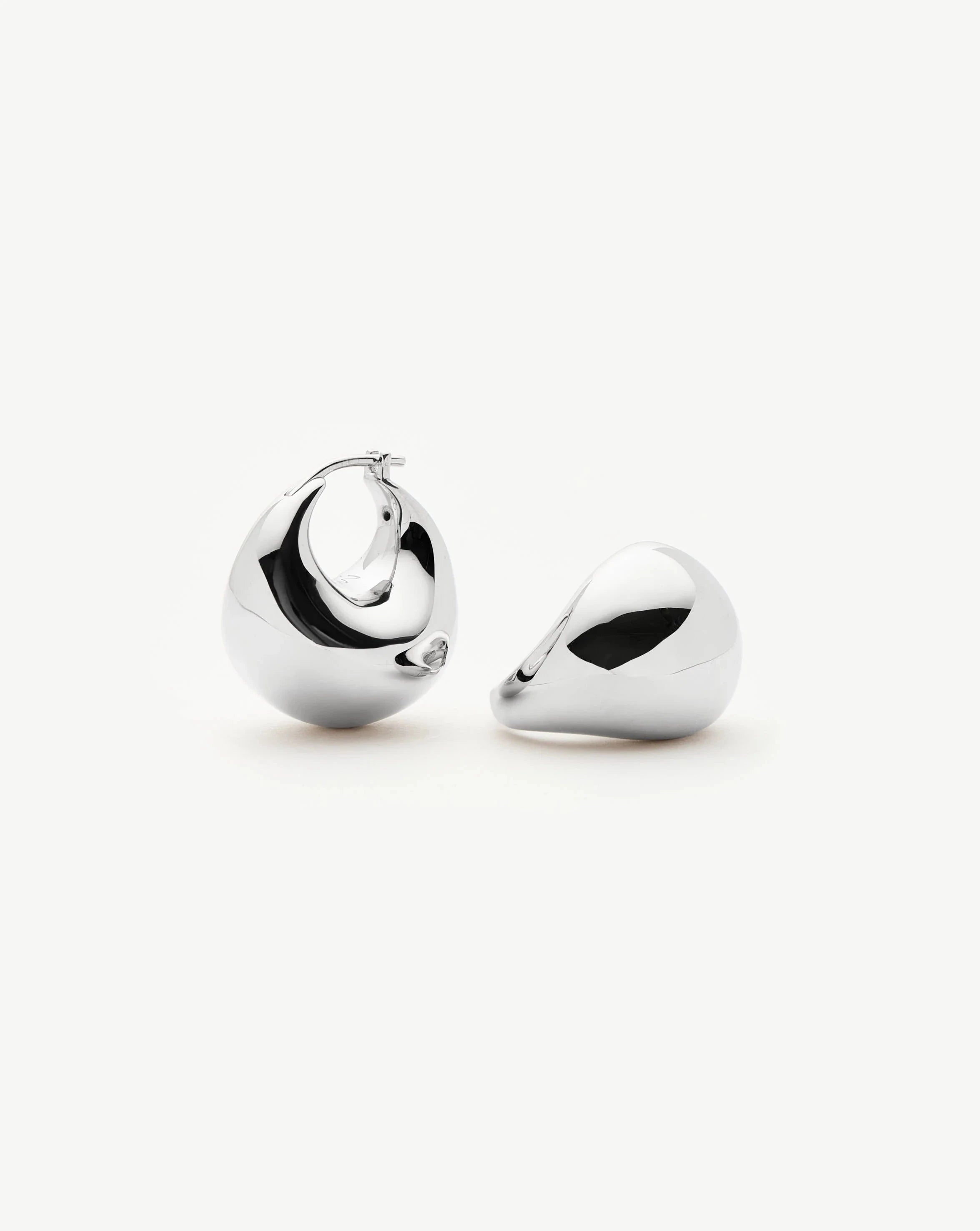 Stylish Sculptural Chubby Dome Small Hoop Earrings - Silver Plated for Women | Perfect for Everyday Wear, Parties & Gifts