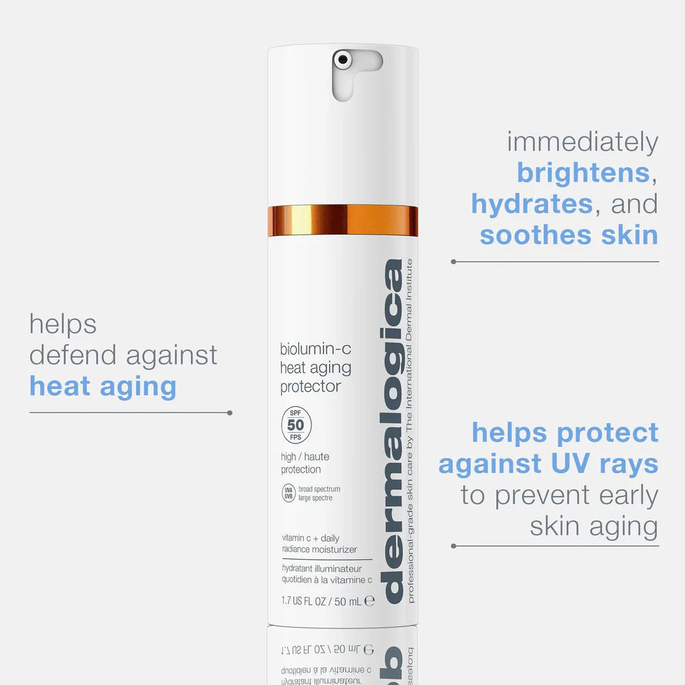 Biolumin C Heat Aging Protector SPF50 | Anti-Aging Face Sunscreen with Vitamin C | Daily UV Protection for Women & Men | Perfect for Outdoor Activities & Beach Days