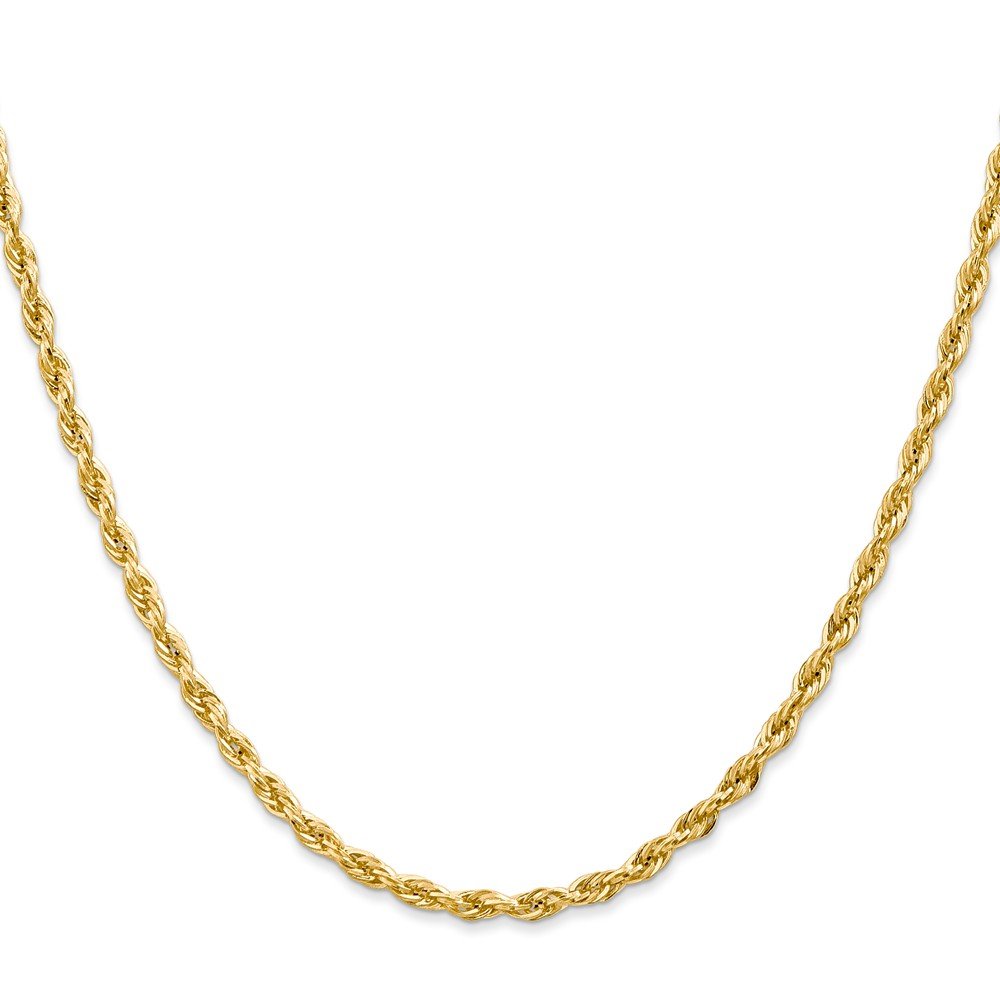 14K Yellow Gold 2.8mm Semi-Solid Rope Chain Necklace 18