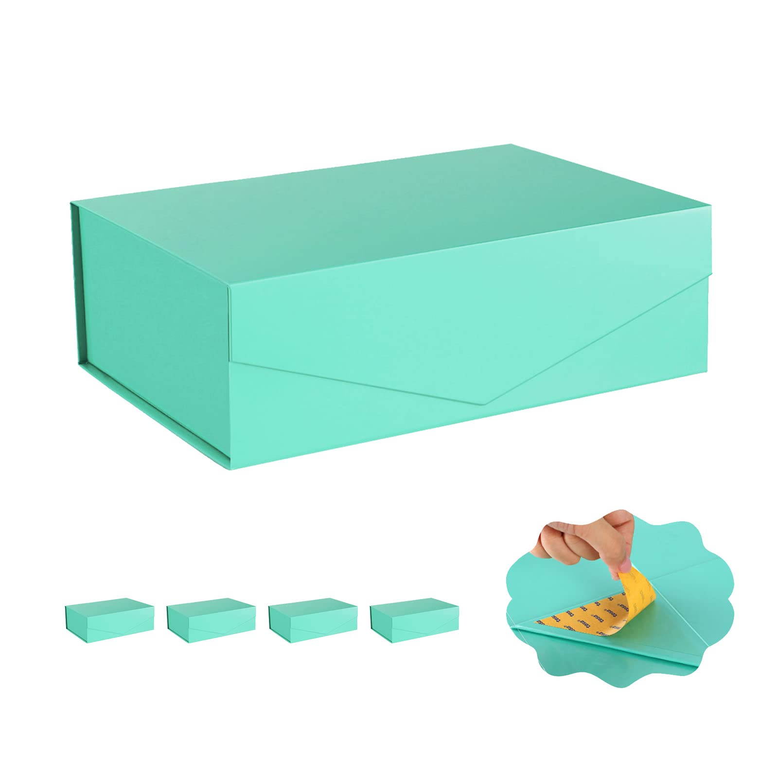 ARTDEARM 11.5x8.1x3.8 Inch Large Christmas Gift Box Set of 5 - Magnetic Closure Rectangle Gift Boxes with Lid, Sturdy Glossy Green Packaging for Holiday Presents, Jewelry, Cosmetics & Special Occasions