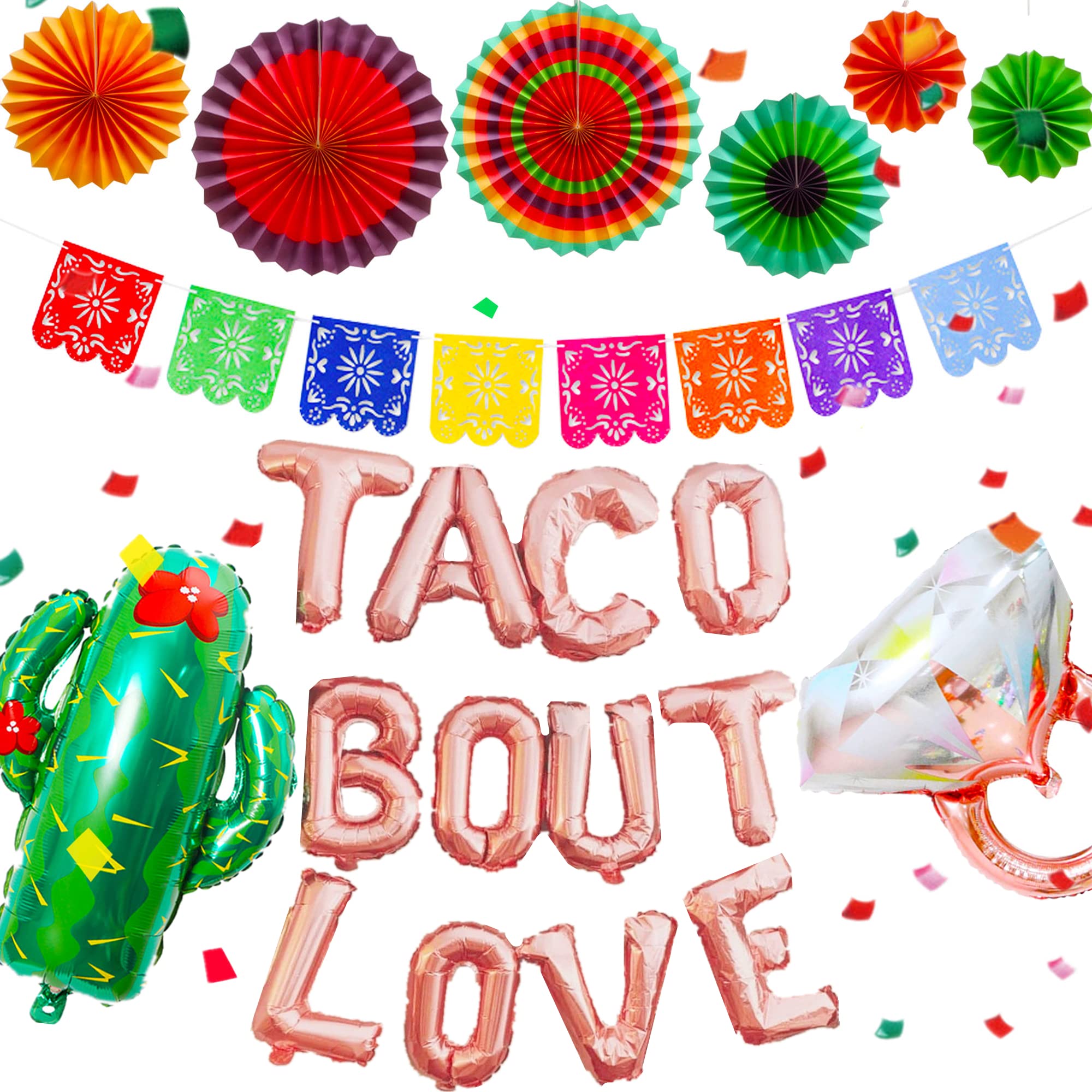 JeVenis Taco Bout Love Backdrop & Balloons - Mexican Bridal Shower Decorations with Cactus Theme for Wedding, Baby Shower & Party Decor