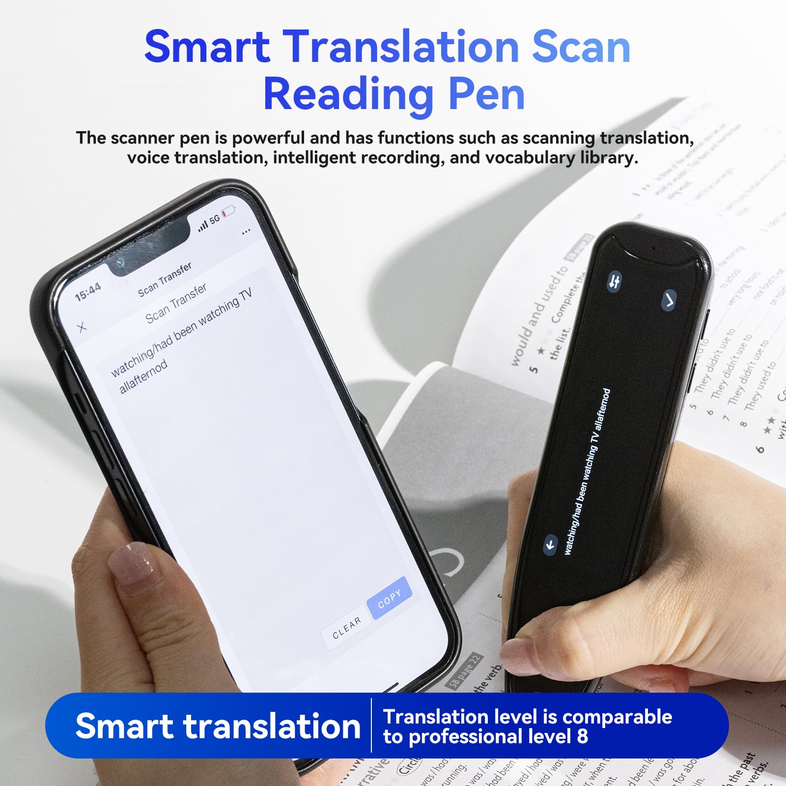 Upgraded Scan Reader Pen - 134 Language Translator Device with Wi-Fi, Portable Voice Translator for Dyslexia & Language Learning | Wireless Reading Pen for Books, Documents & Travel (Black)
