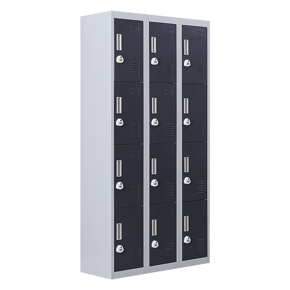 12-Door Locker with 3-Digit Combination Lock for Secure Storage - Perfect for Office, Gym, Shed, School & Home Organization