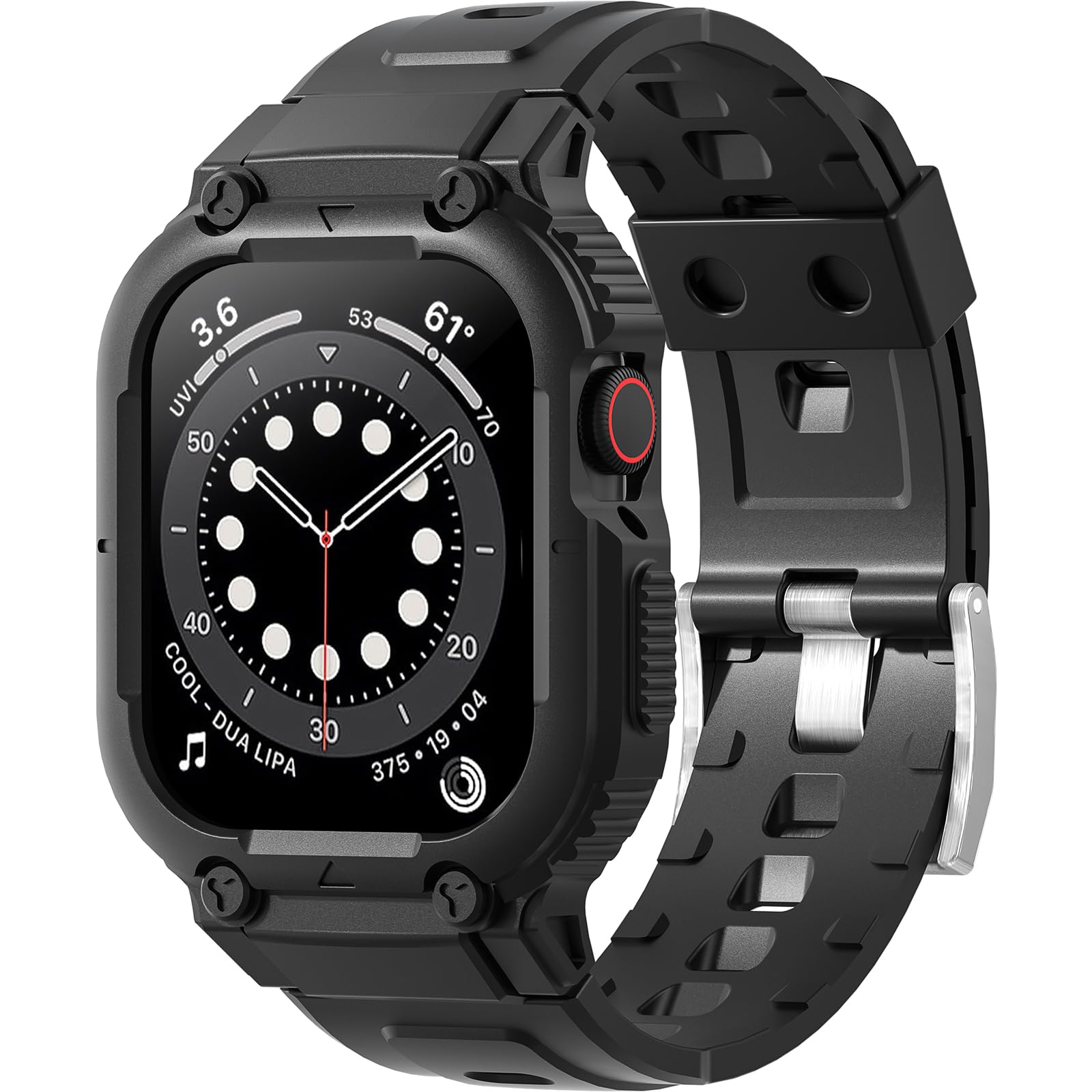 Shalila Rugged Shockproof Sport Band for Apple Watch 38mm 40mm 41mm 42mm 44mm 45mm 49mm - Compatible with iWatch Series Ultra/9/8/SE/7/6/5/4/3/2/1 - Durable Protective Bumper Wristband for Men & Women - Perfect for Running, Hiking, Gym & Outdoor Activities
