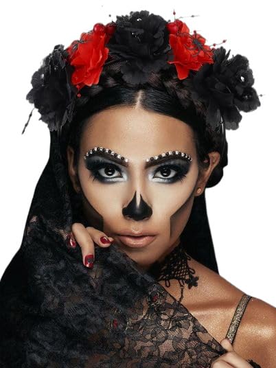 Fashband Black Rose Spider Halloween Headband - Gothic Day of the Dead Hair Crown for Women | Cosplay Accessories & Party Hairstyle Decoration