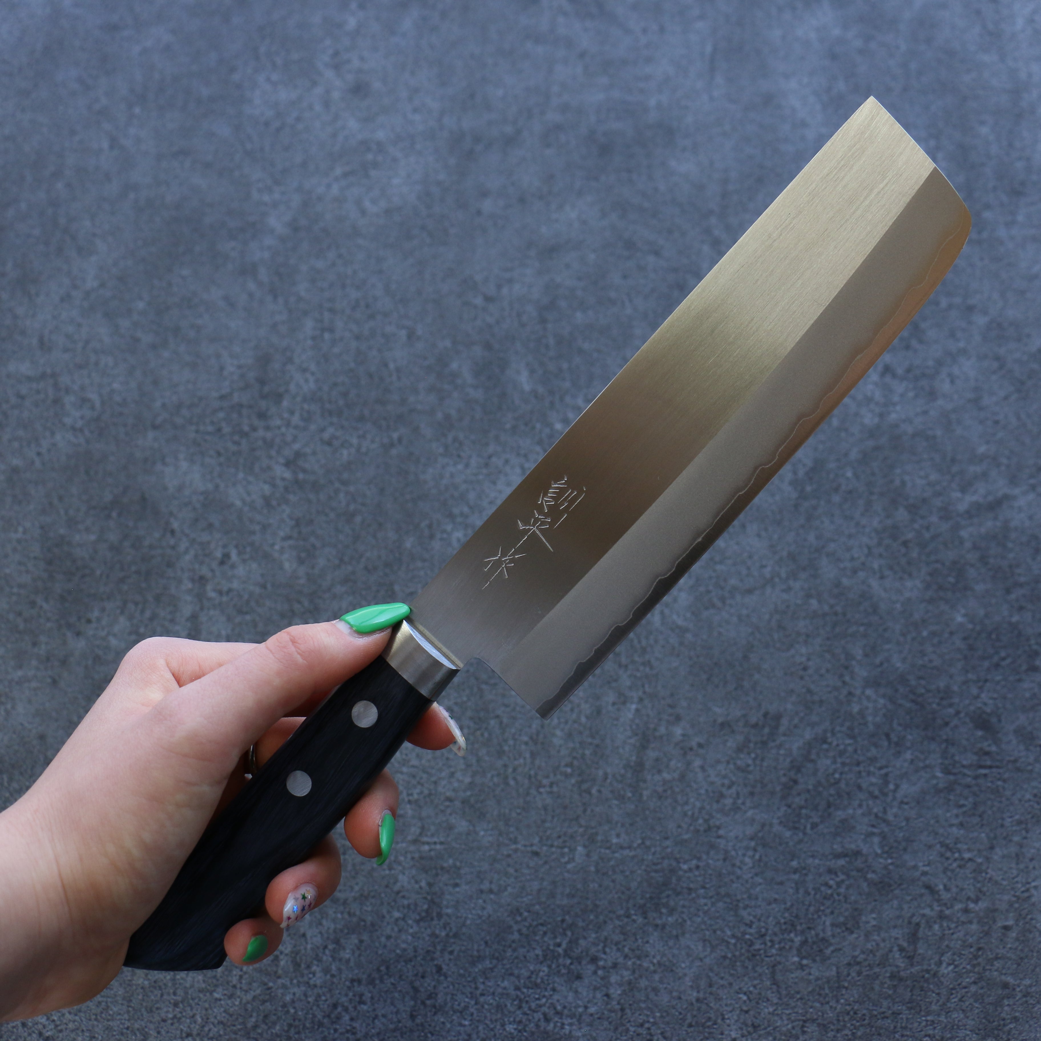 Premium Kunihira VG1 Migaki Finished Usuba Knife 165mm - Japanese Chef Knife with Navy Blue Pakka Wood Handle - Perfect for Sushi, Vegetables & Precision Cutting