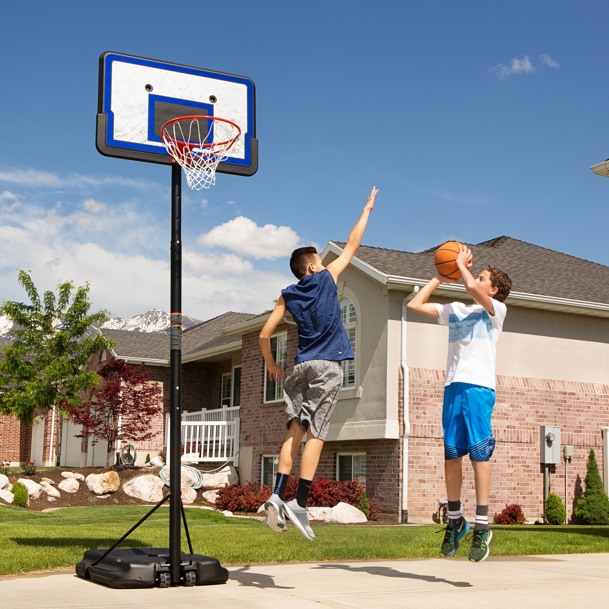 Lifetime Height Adjustable Portable Basketball Hoop System with 44 Inch Backboard - Perfect for Driveway, Backyard & Outdoor Basketball Games