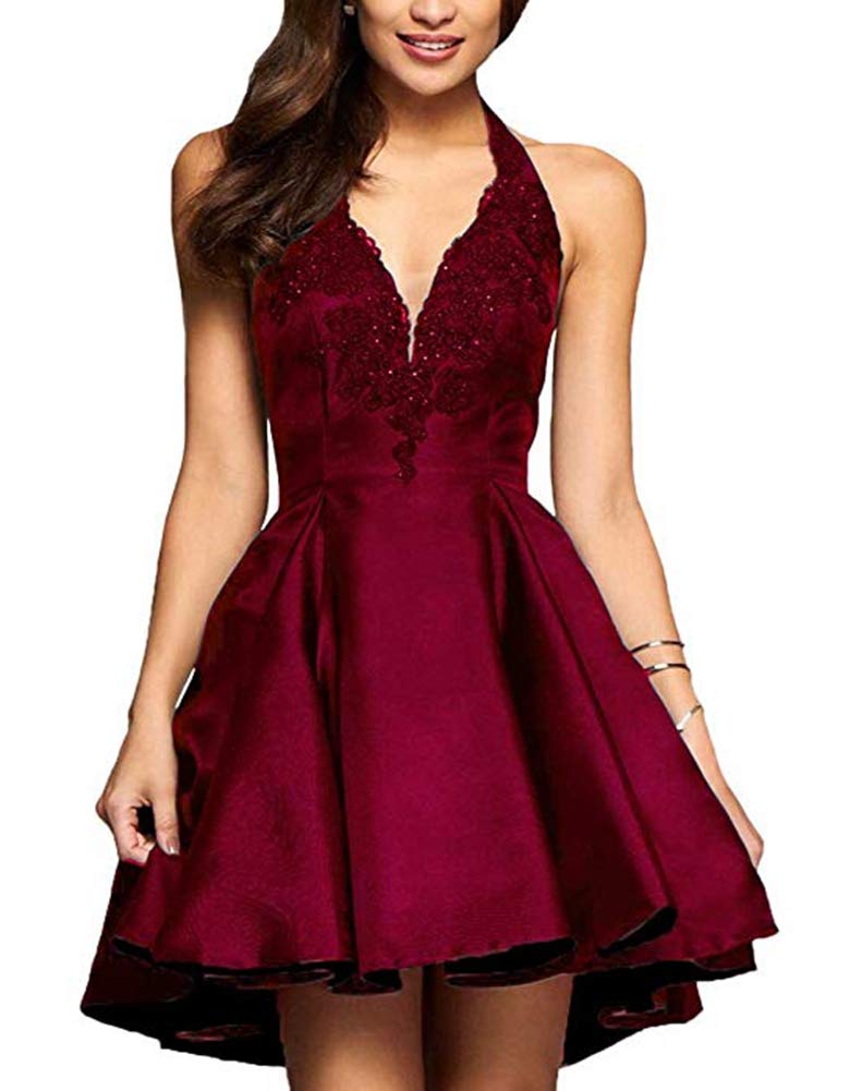 Elegant Halter Appliqued Short Prom Homecoming Dress for Juniors - Perfect for Evening Parties, Dances & Special Occasions