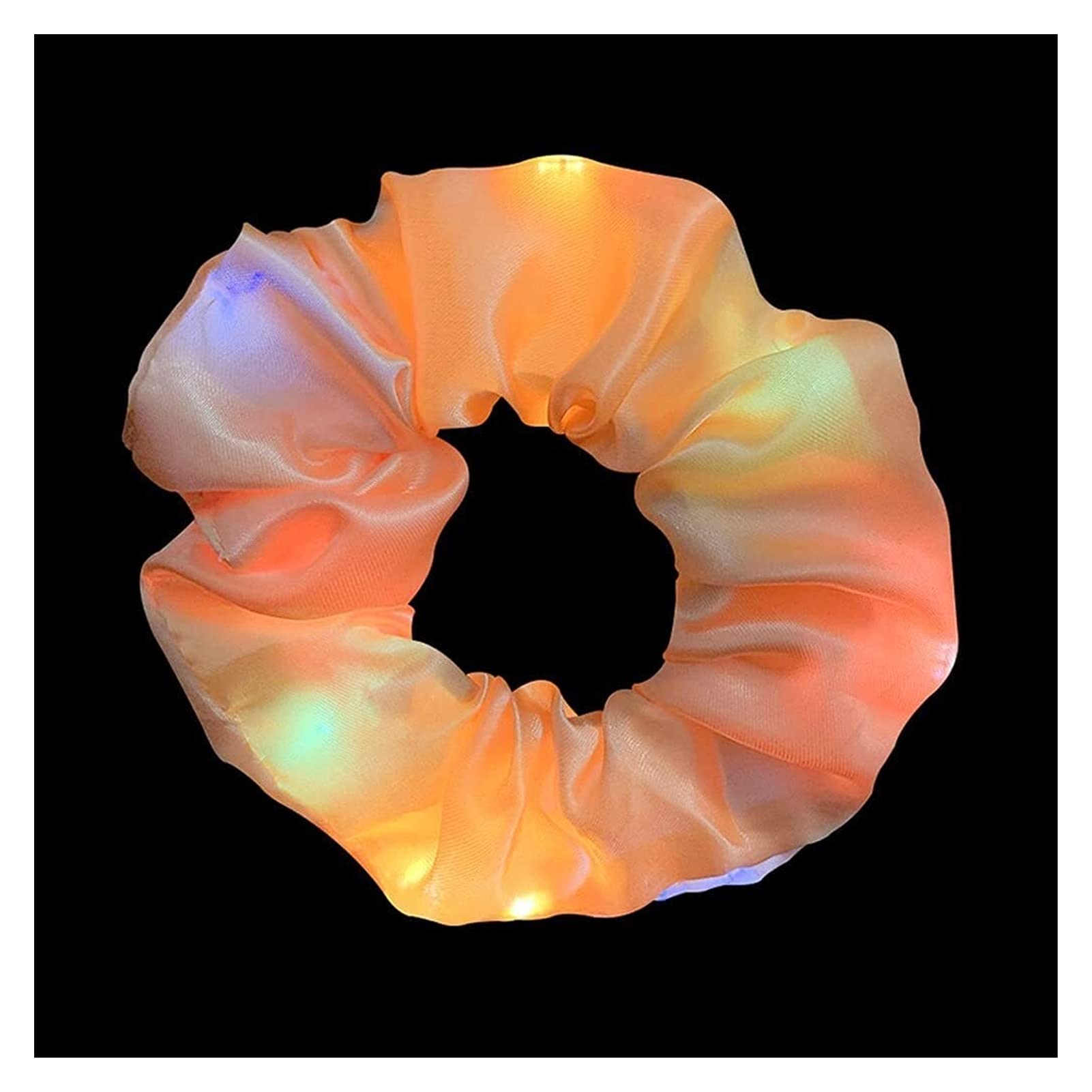 Glow in the Dark Hair Scrunchies for Women & Girls - LED Luminous Hair Bands, Headbands, Wristbands & Hair Accessories Set (White) - Perfect for Parties, Raves, Concerts & Nighttime Activities