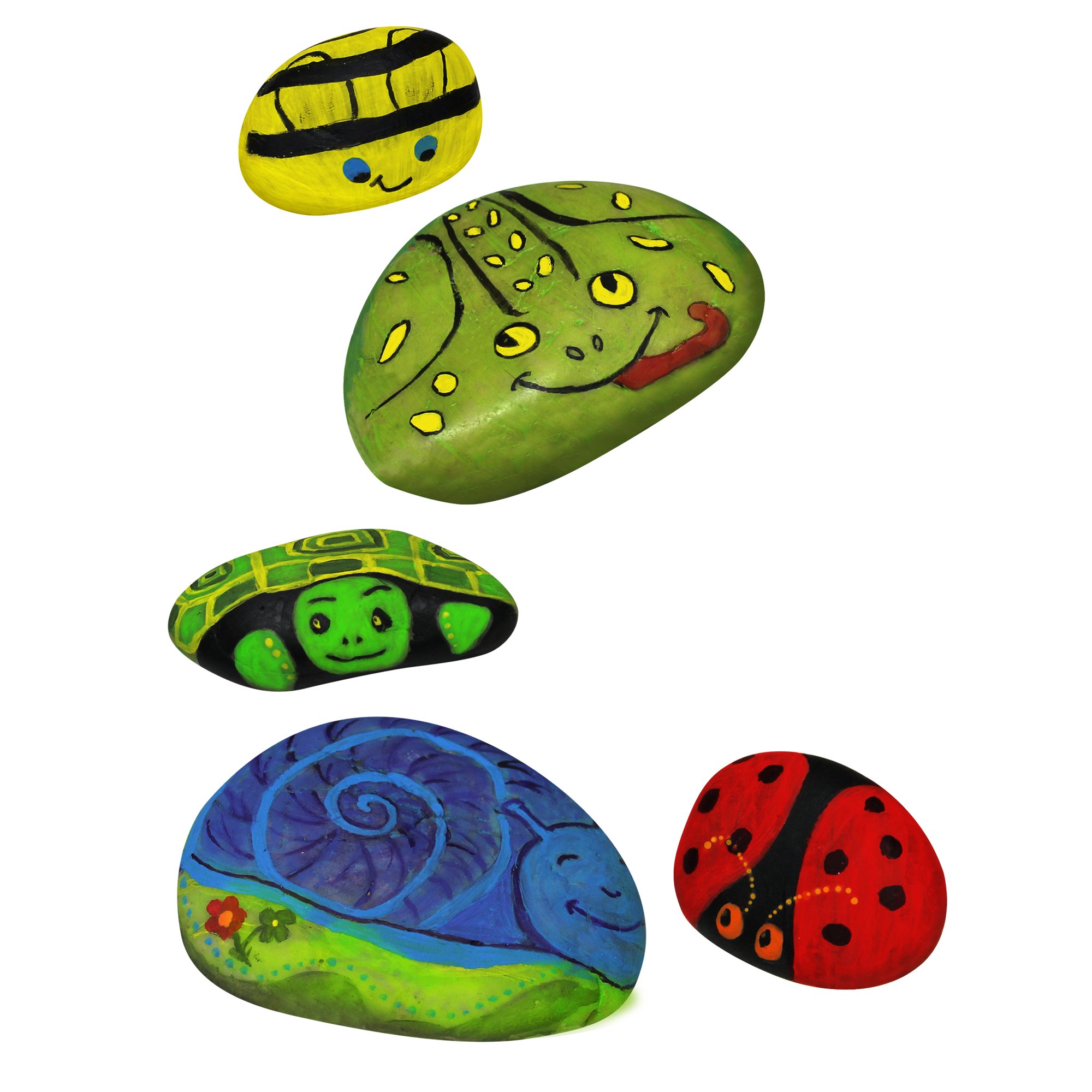 Creative Roots Paint Your Own Rock Pets Kit by Horizon Group USA - 6 Vibrant Colors, Paint Brush, Wiggly Eyes & Glue Included - Fun DIY Rock Painting Activity for Kids - Perfect for Birthday Parties, Classroom Projects & Creative Playtime