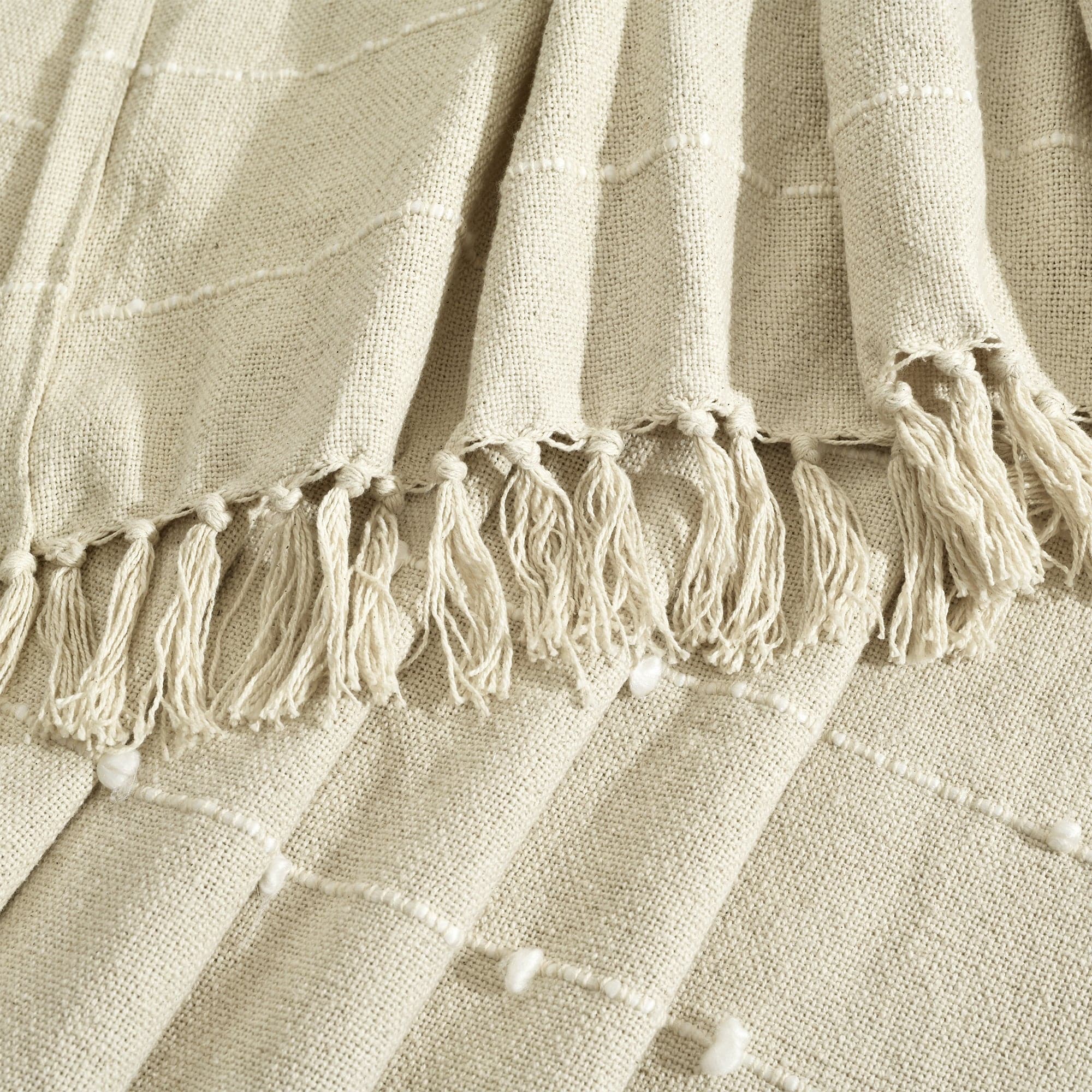 Boho Tufted Cotton Woven Tassel Fringe Throw Blanket - Soft Cozy Decorative Couch Cover for Living Room, Bedroom & Outdoor Use