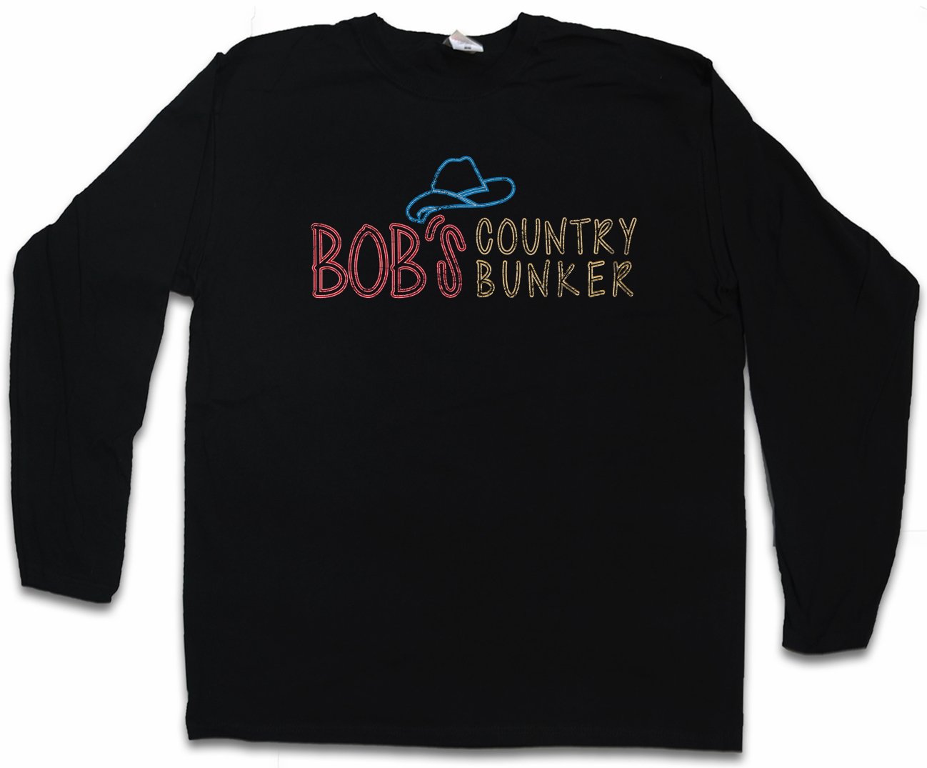 Bob's Country Bunker Men's Long Sleeve T-Shirt - Soft Cotton Casual Shirt for Outdoor Activities, Camping & Country Music Events