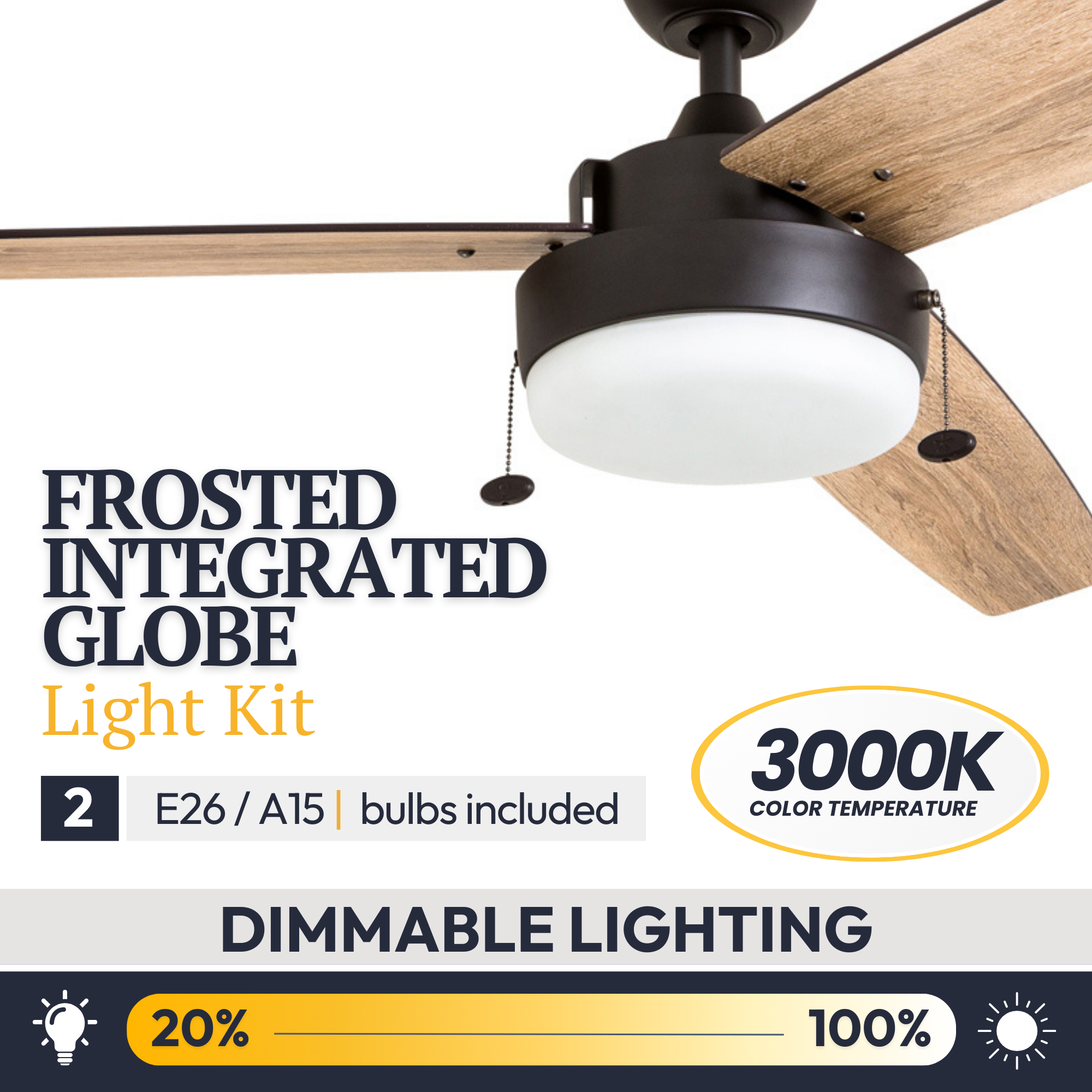 52 Inch Statham Ceiling Fan with Pull Chain in Espresso Finish - Perfect for Living Room, Bedroom, and Outdoor Patio Cooling