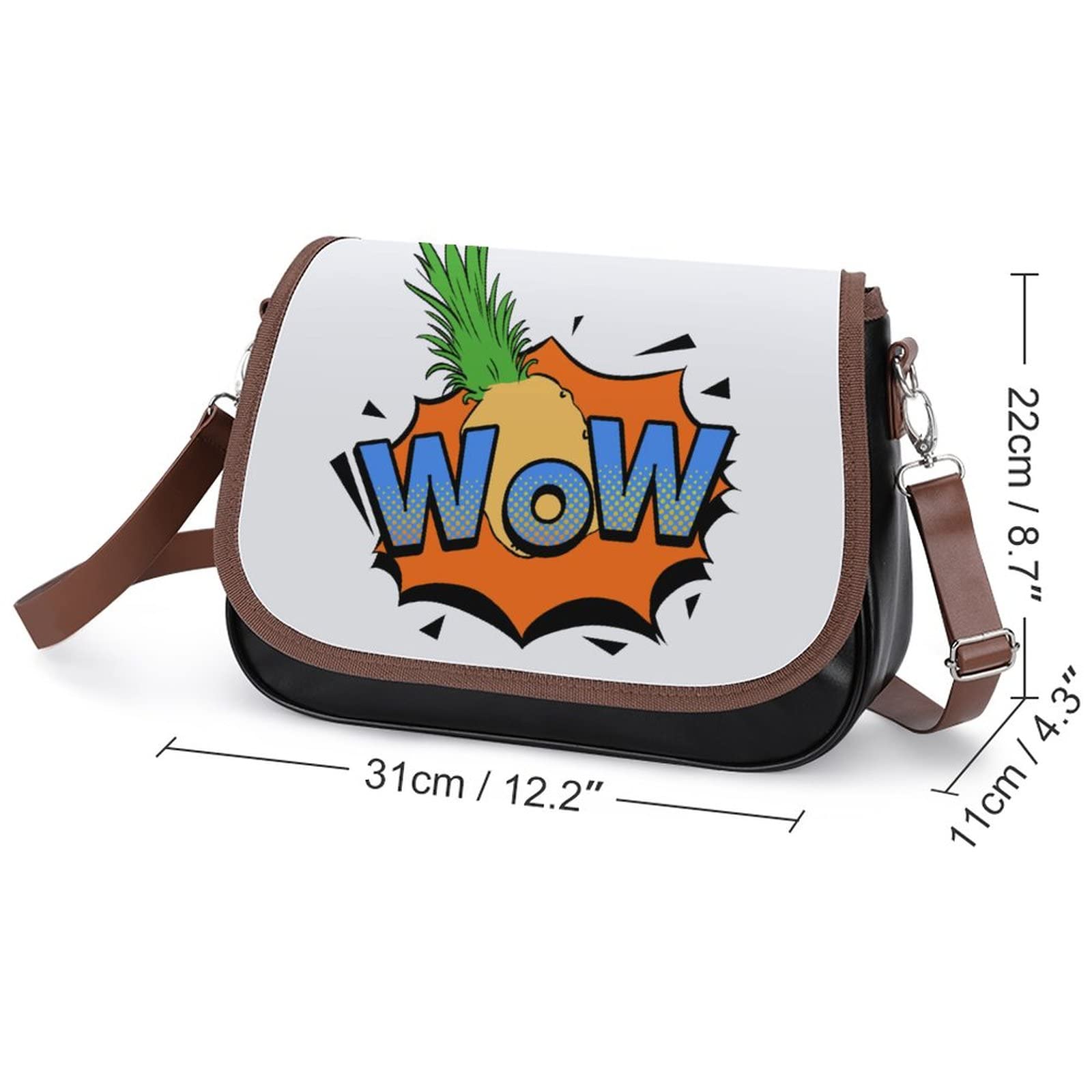 Stylish Women's Crossbody Bags - Genuine Leather Shoulder Satchel with Pineapple Print | Perfect for Work, Travel & Everyday Use
