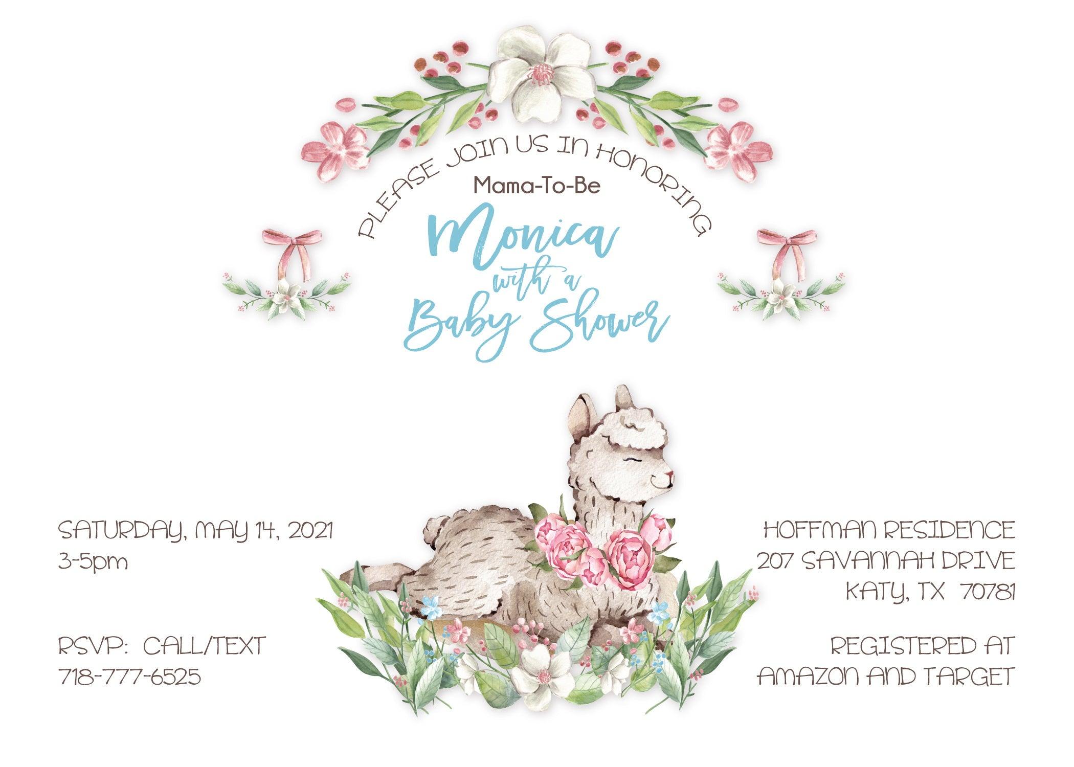 Adorable Llama Baby Shower Invitations - Cute Gender Neutral Design for Your Special Celebration - Perfect for Baby Registry, Nursery Decor & Gender Reveal Parties