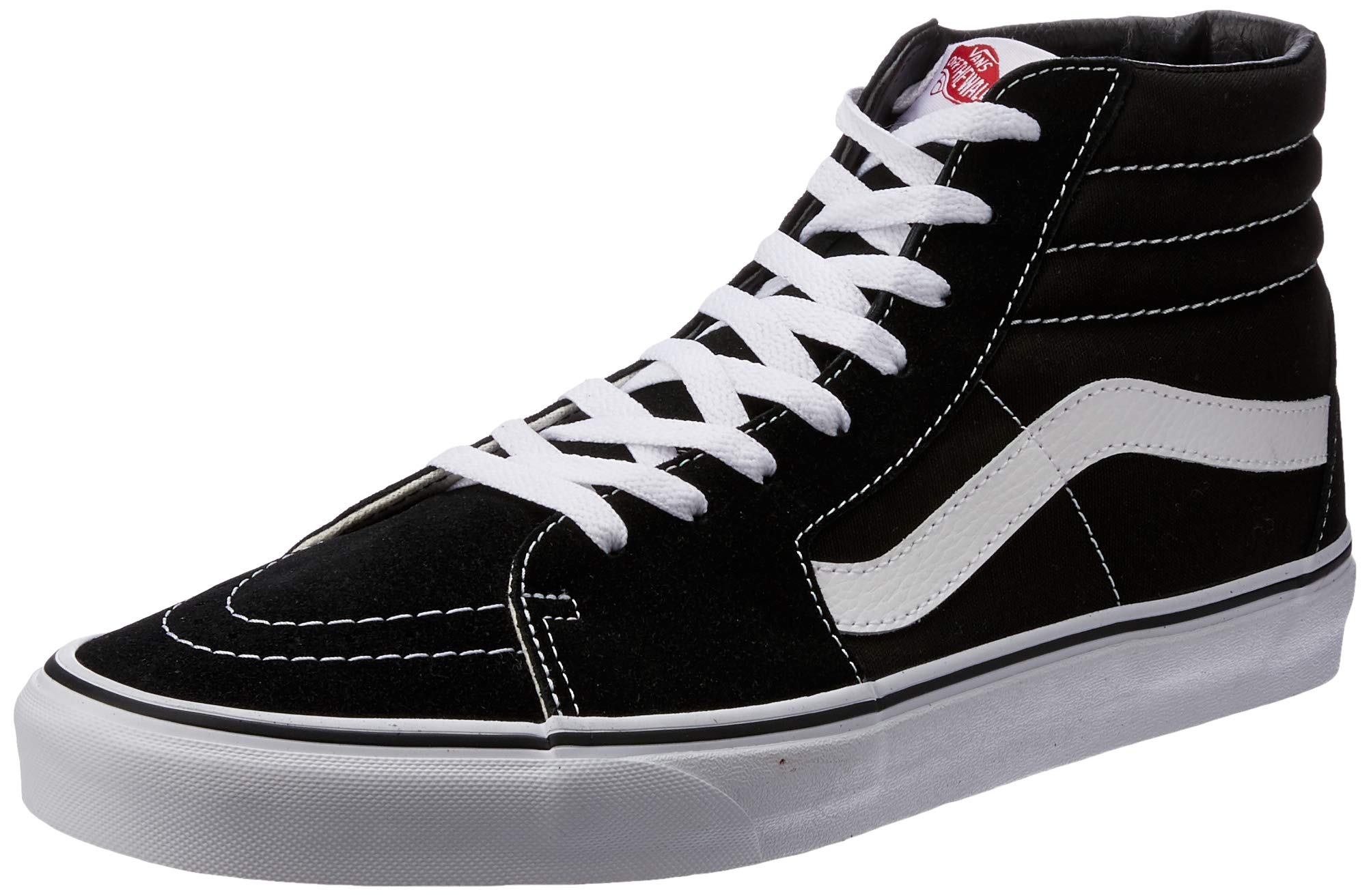 VANS Sk8-Hi Unisex High-Top Skate Shoes - Black/White | Comfortable & Durable Waffle Rubber Sole | Women's 8/Men's 6.5 | Perfect for Streetwear, Skateboarding & Casual Fashion