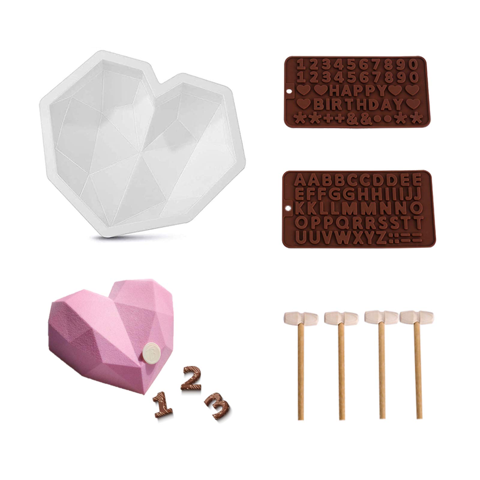 Heart Silicone Molds for Baking - 7-Piece Set of Heart-Shaped Chocolate & Mousse Cake Molds | Non-Stick Bakeware for Valentine's Day, Wedding, Anniversary & Romantic Desserts