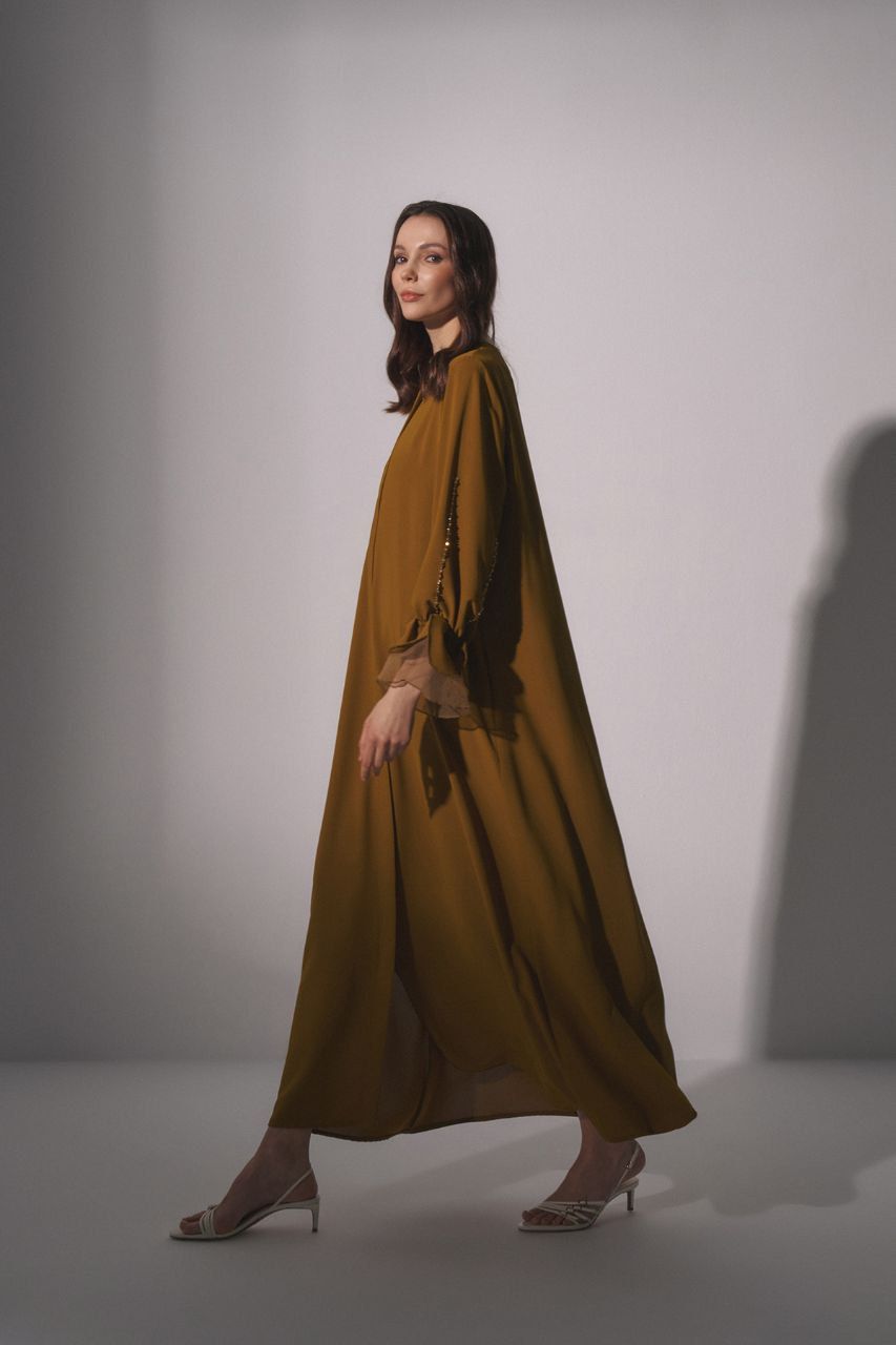 Elegant Marah Zip Front Abaya with Embroidered Cuffs - Modest Islamic Dress for Women, Perfect for Prayer, Eid Celebrations & Special Occasions