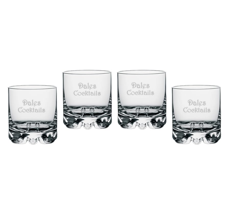 Orrefors Personalized Erik 8oz Old Fashioned Glasses - Set of 4 Custom Engraved Crystal Rocks Glasses for Bourbon, Scotch & Cocktails - Perfect Whiskey Gift Set for Men & Whiskey Lovers - Ideal for Home Bars, Weddings & Anniversary Gifts