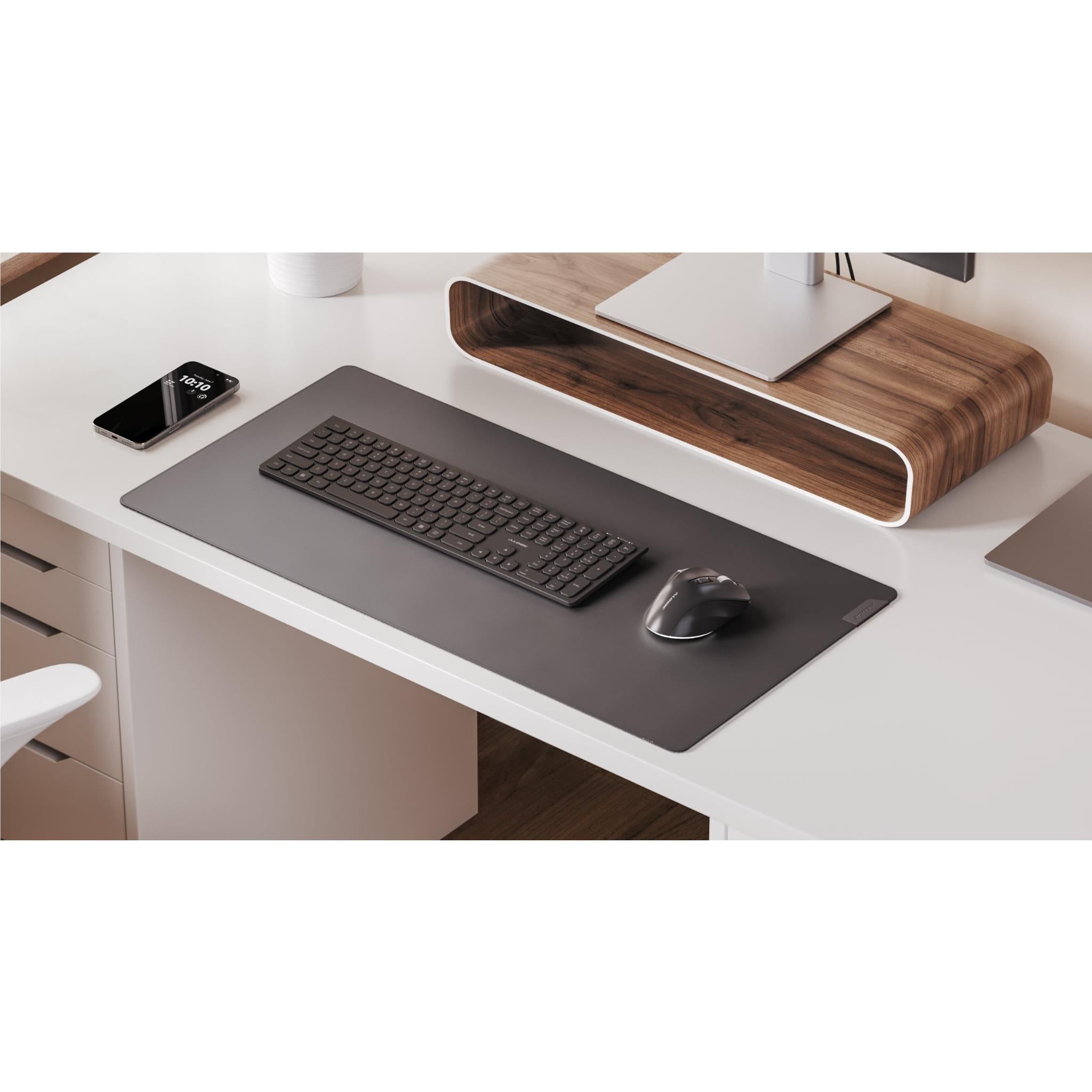 Premium Alogic Duo Reversible Desk Mat - Dark Grey/Black Felt & Vegan Leather - Perfect for Home Office, Gaming & Workspace Protection
