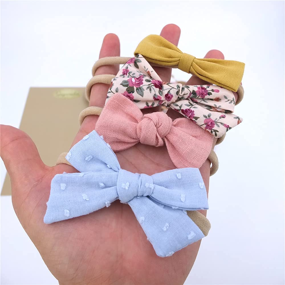 Baby Headbands with Bows for Newborns & Toddlers - Soft Elastic Nylon Hair Accessories for Girls | Perfect for Photoshoots, Birthday Parties & Daily Outfits