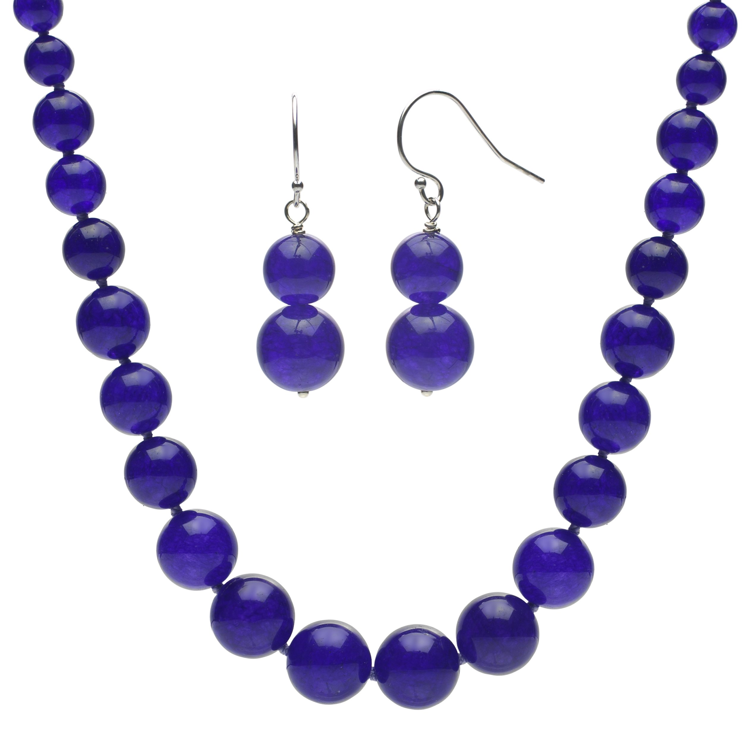 Elegant Sterling Silver Graduated 4-16mm Simulated Purple Amethyst Necklace & Hoop Earrings Set | Perfect for Weddings, Parties & Gift Giving