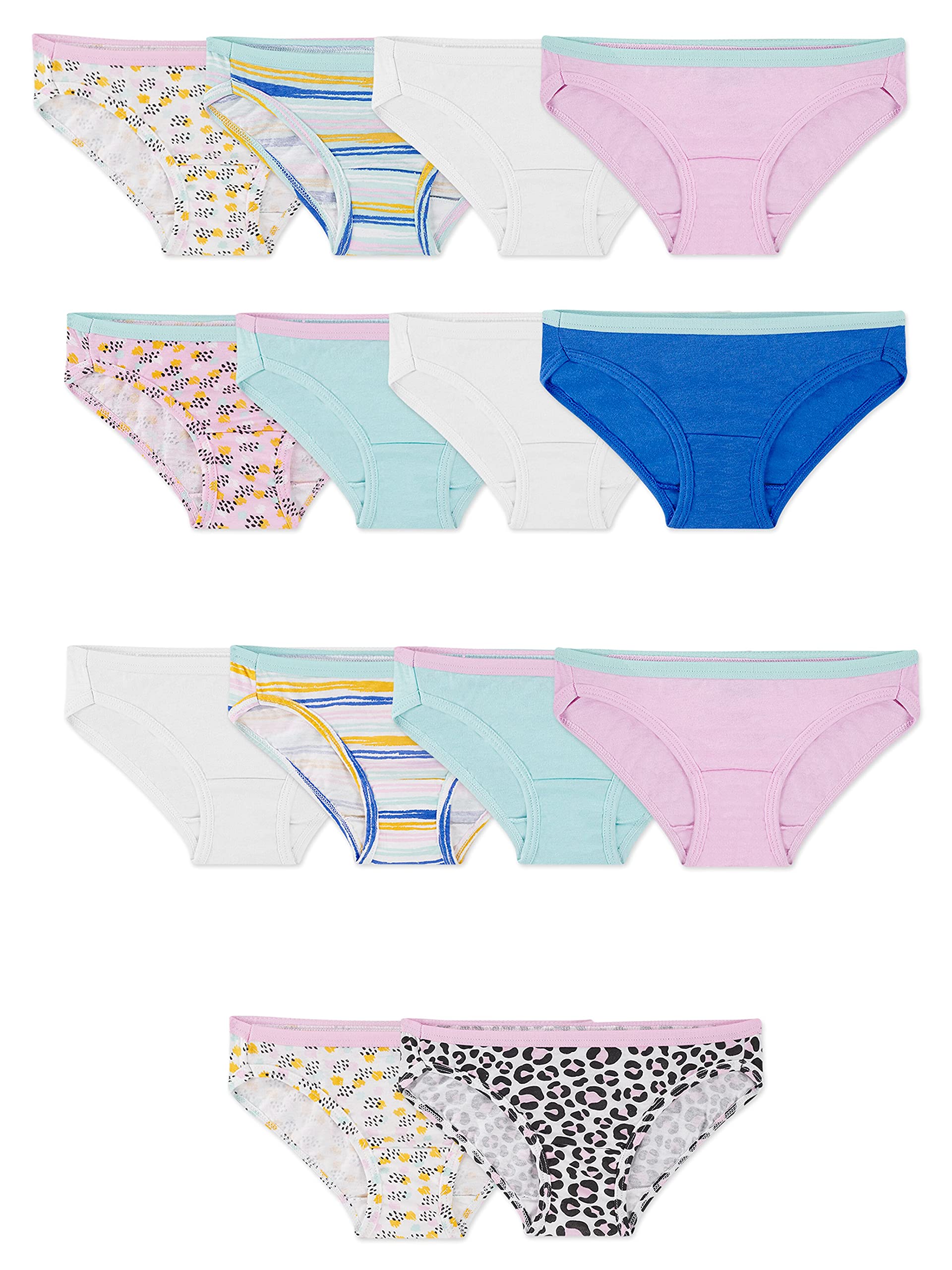 Fruit of the Loom Girls' Cotton Bikini Underwear 6-Pack - Soft Breathable Kids Panties for Teens & Children - Comfortable Everyday Underwear for School, Sports & Play - Great for Daily Wear, Summer Camp, Travel & Weekend Activities - Ideal for School Uniforms, Dance Class, Gym & Sleepwear | Best for Active Lifestyles, Playdates, Sleepovers & School Days