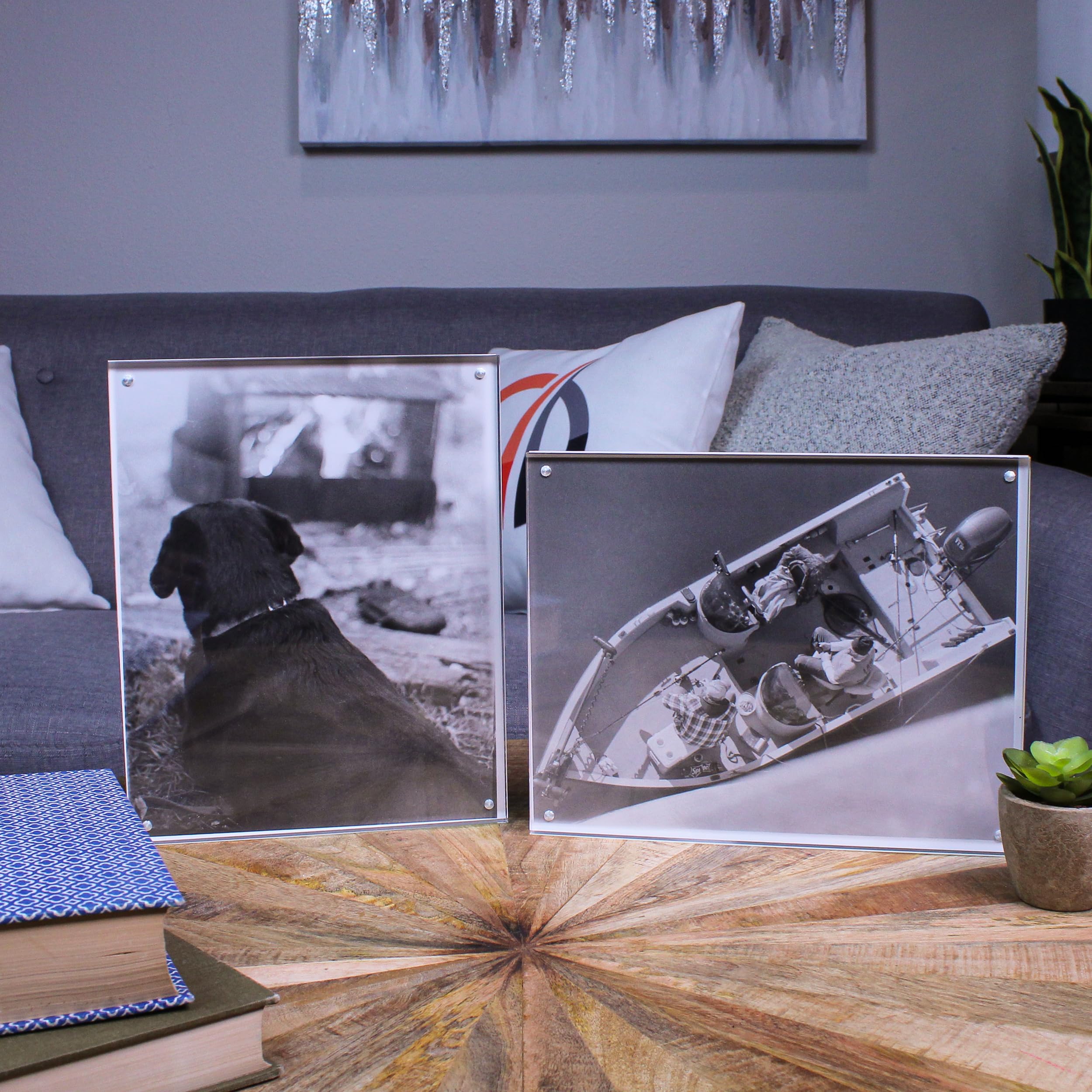 7Penn Acrylic Picture Frames 3-Pack - 8x10 Inch Clear Magnetic Double Sided Photo Frames for Wall & Tabletop Display - Perfect for Home Decor, Office, and Gift Giving