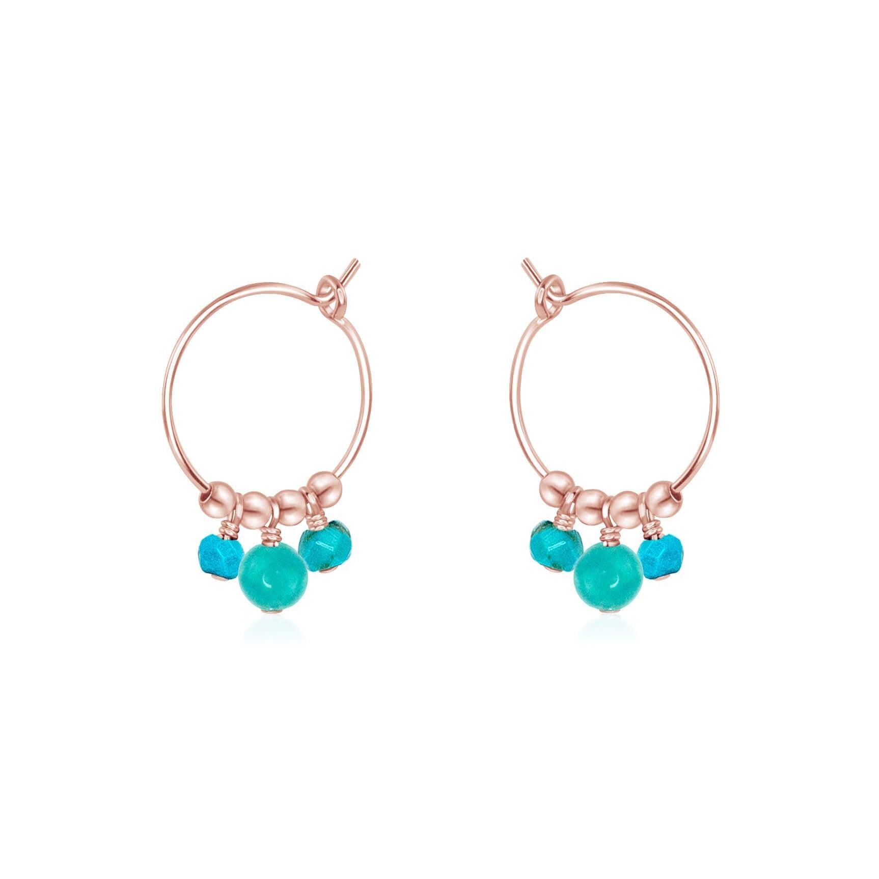 Turquoise Gemstone Bead Drop Hoop Earrings for Women | Handmade Boho Chic Jewelry | Perfect for Casual Wear, Parties & Gift Giving