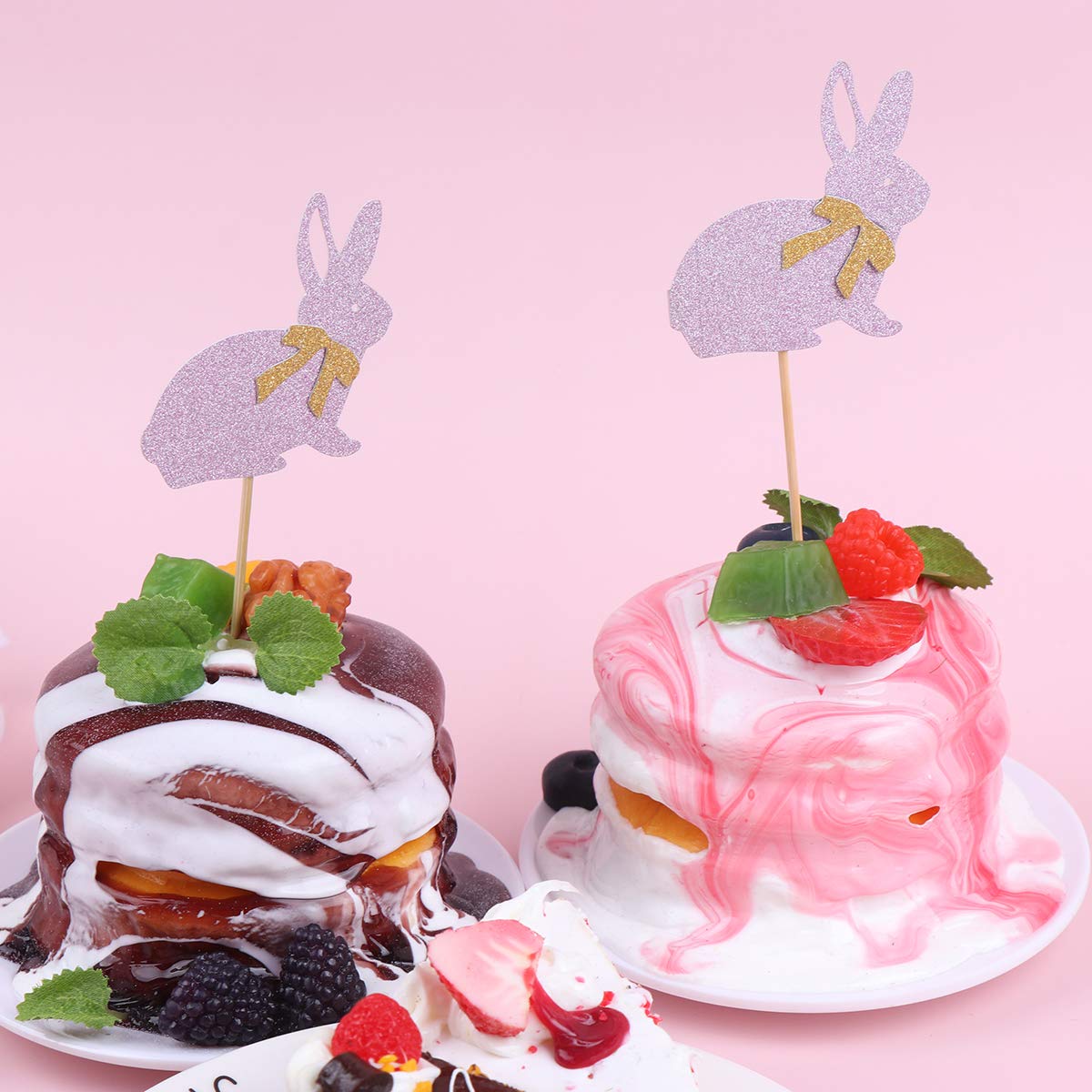 24-Piece Easter Cake Toppers Set - Bunny & Egg Cupcake Decorations for Easter Party, Baby Shower, Spring Celebration (Cake Picks Included)