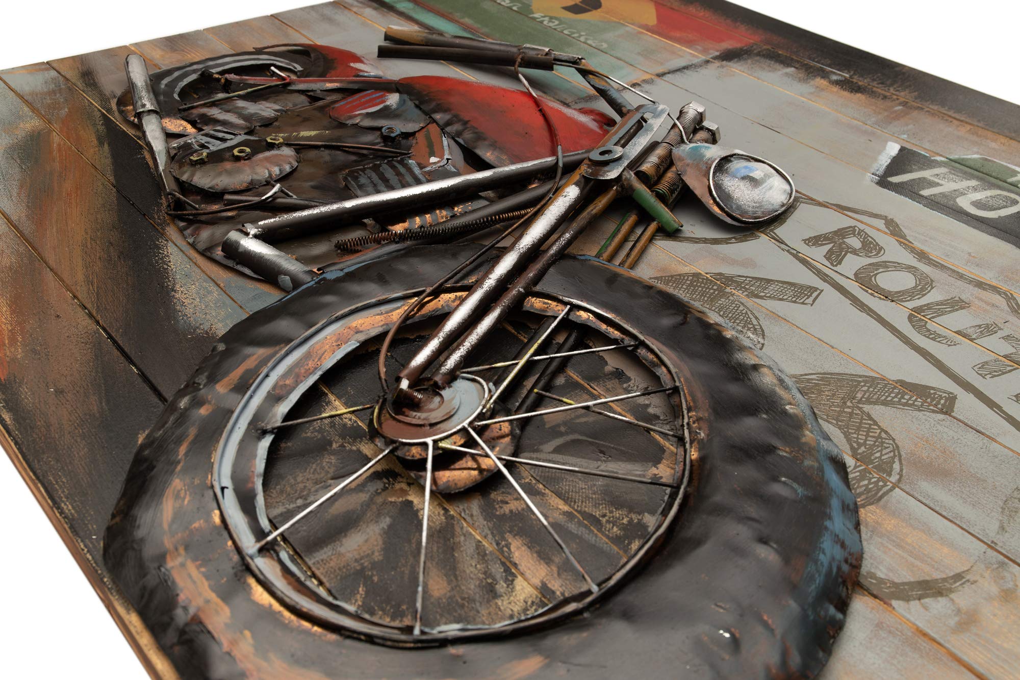Handmade 3D Metal Wall Art - Unique Hammered Galvanized Steel with Hand-Painted Finish - Ready to Hang Home Decor for Living Room, Bedroom or Office